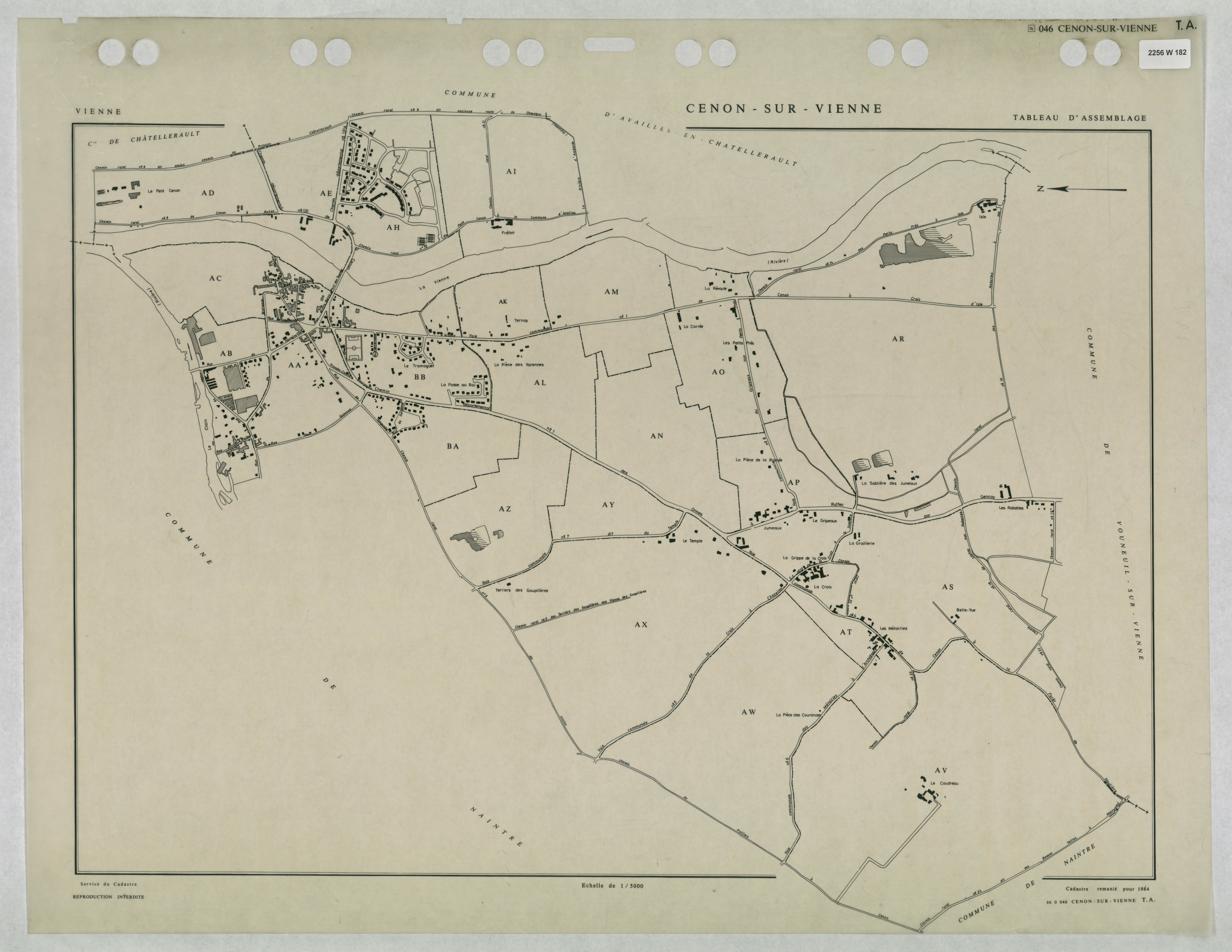 Cenon-sur-Vienne - FRAD086_cadastre Tableau d'assemblage (1 feuille) 