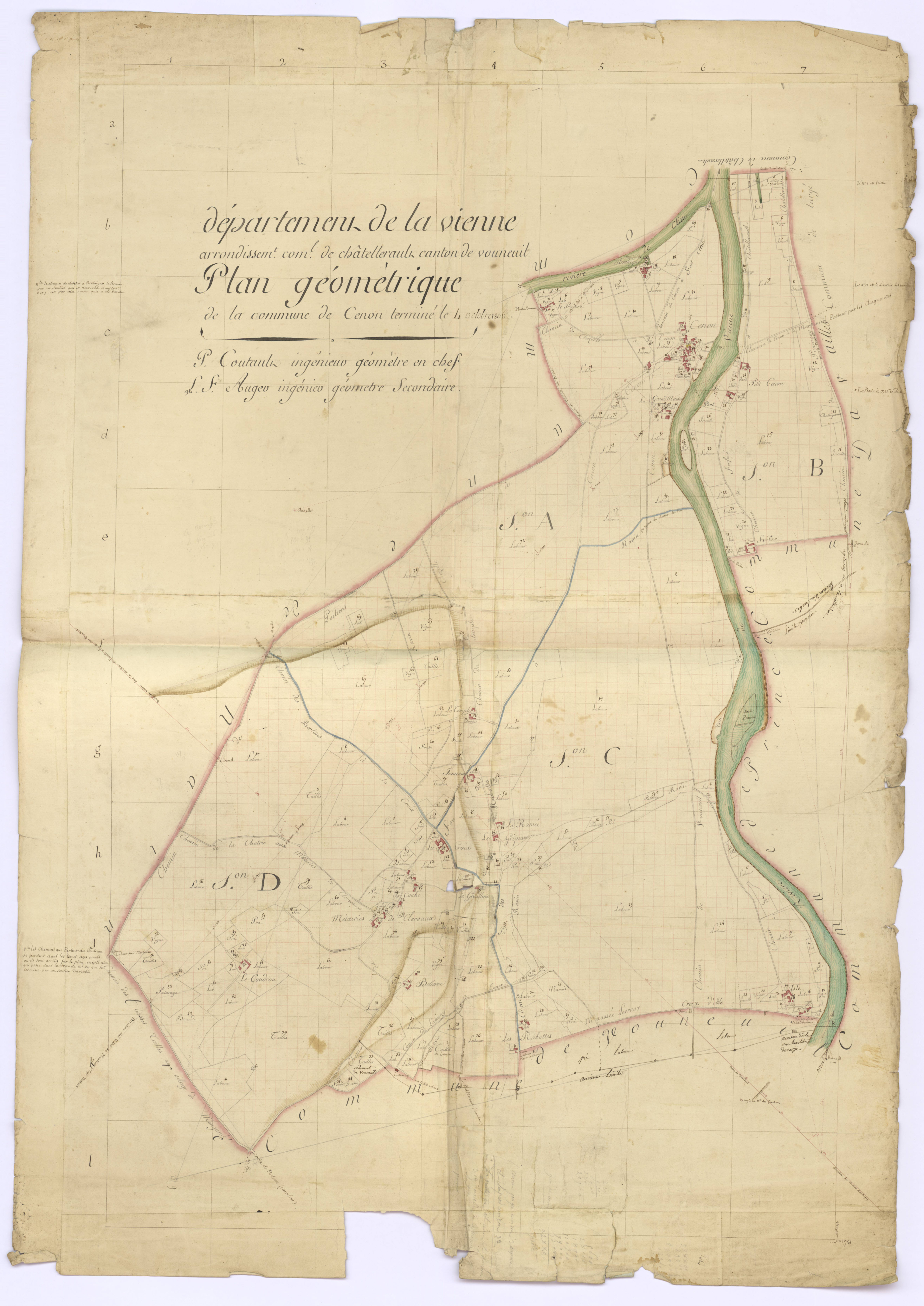 Cenon-sur-Vienne - FRAD086_cadastre Plan, sections A à D. 
