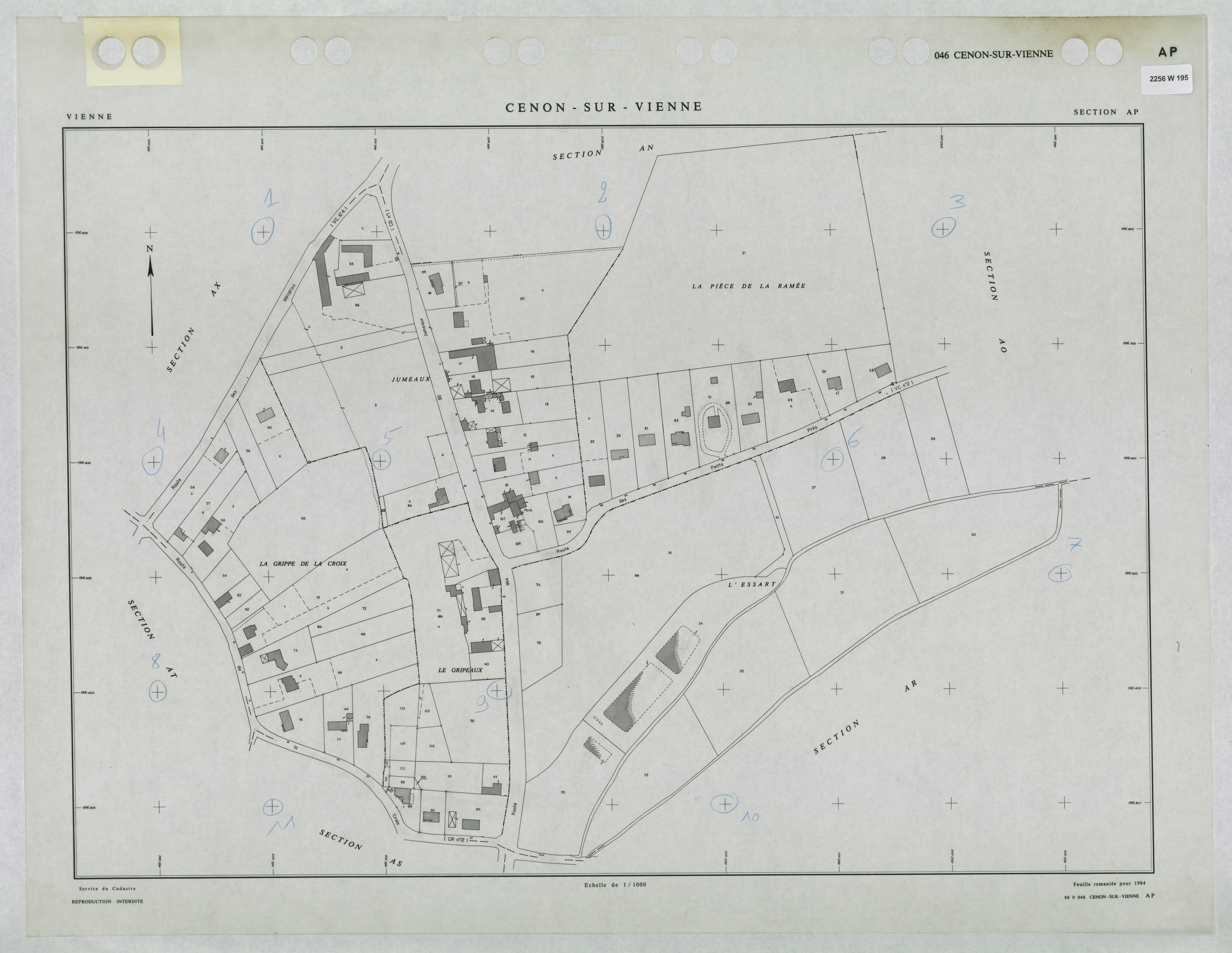 Cenon-sur-Vienne - FRAD086_cadastre Plans remaniés 