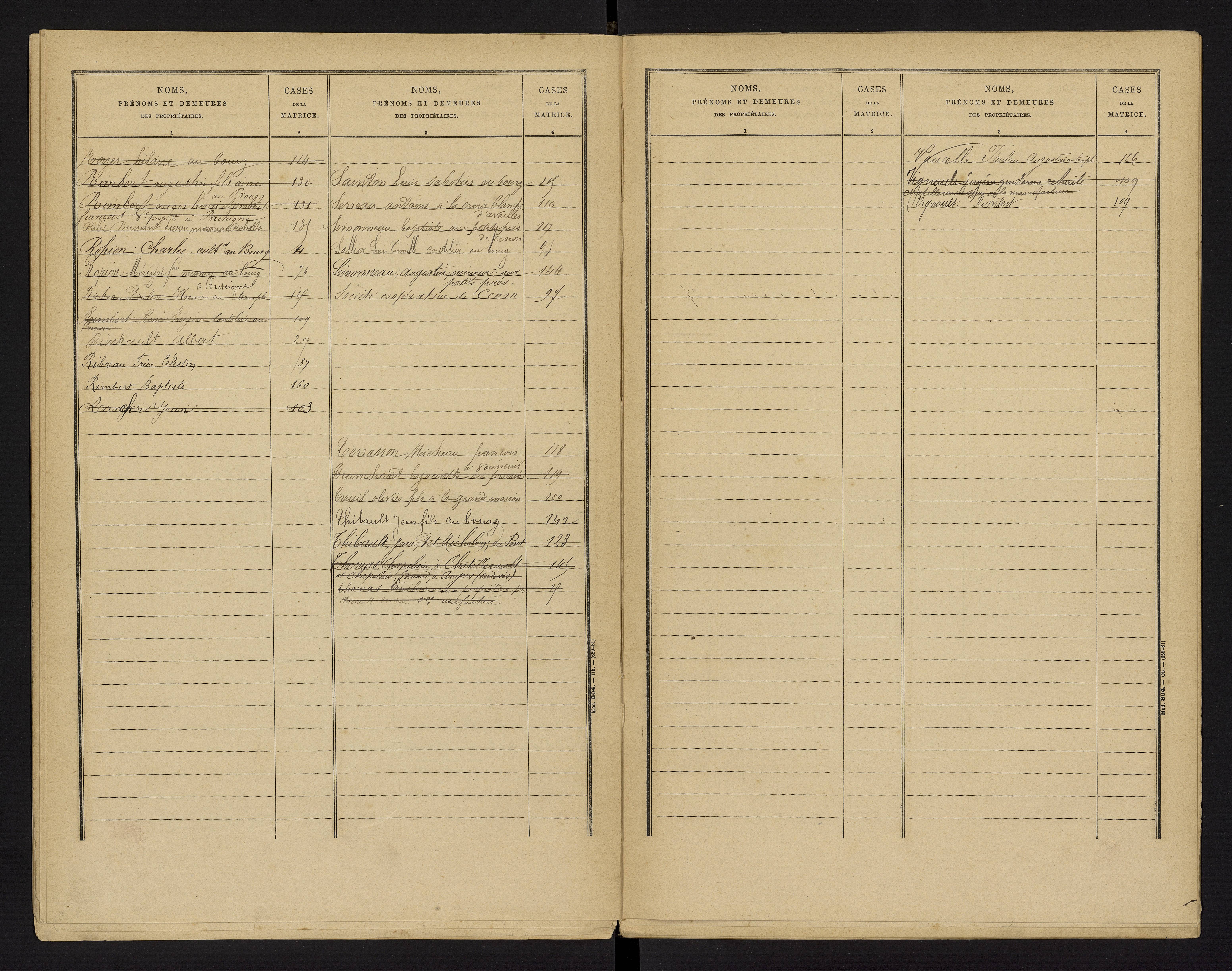 Cenon-sur-Vienne - FRAD086_cadastre Cases 1-160 