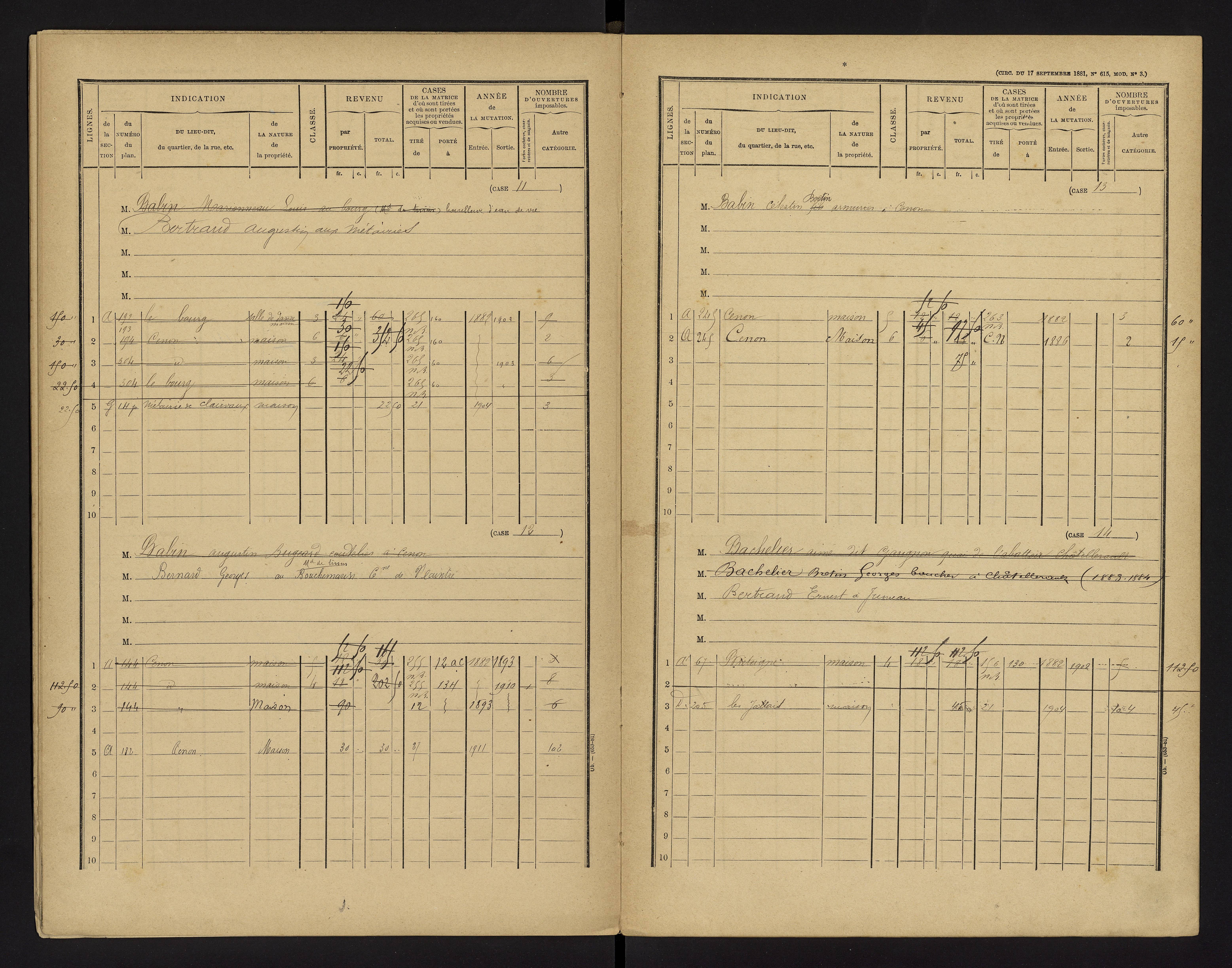 Cenon-sur-Vienne - FRAD086_cadastre Cases 1-160 