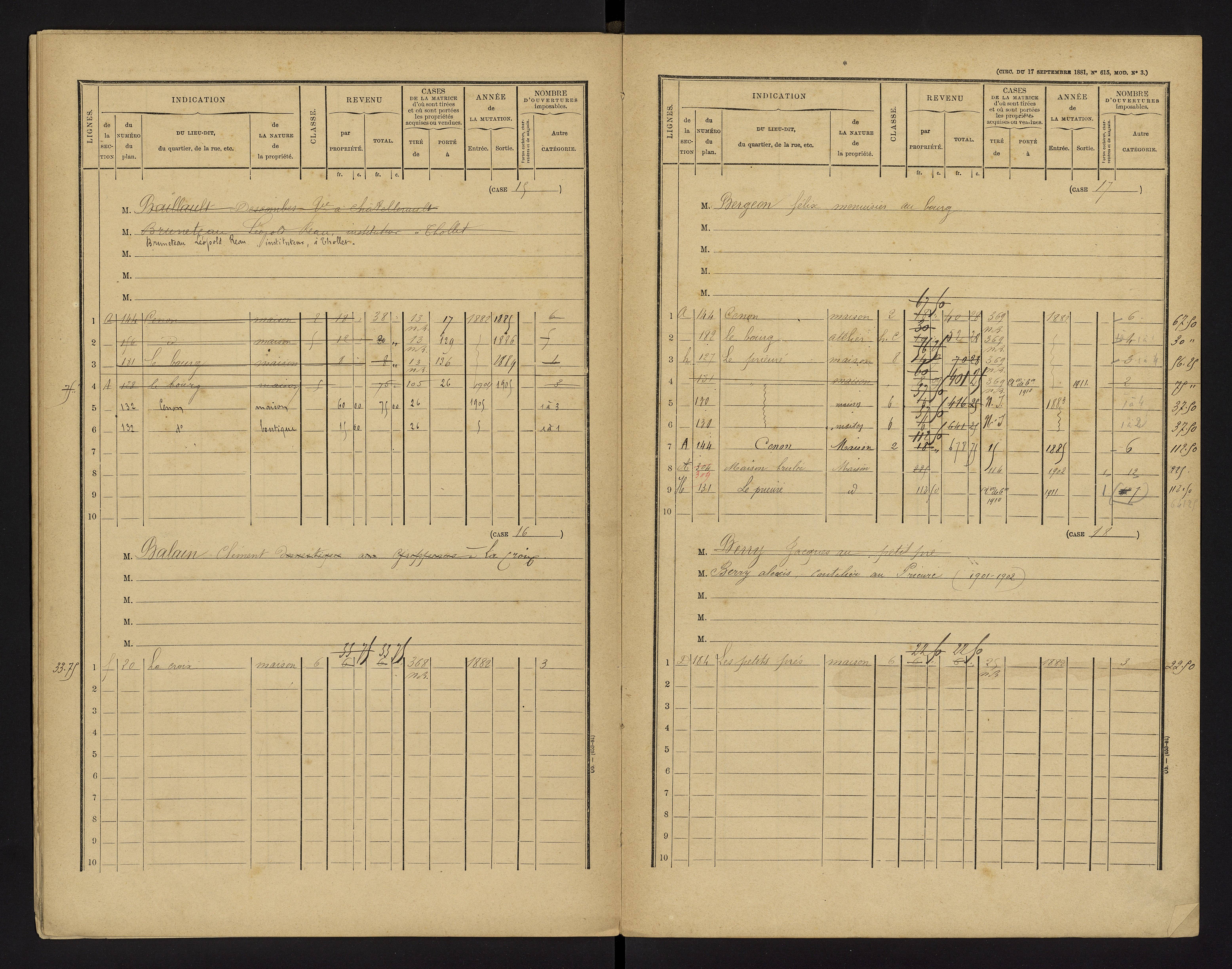 Cenon-sur-Vienne - FRAD086_cadastre Cases 1-160 