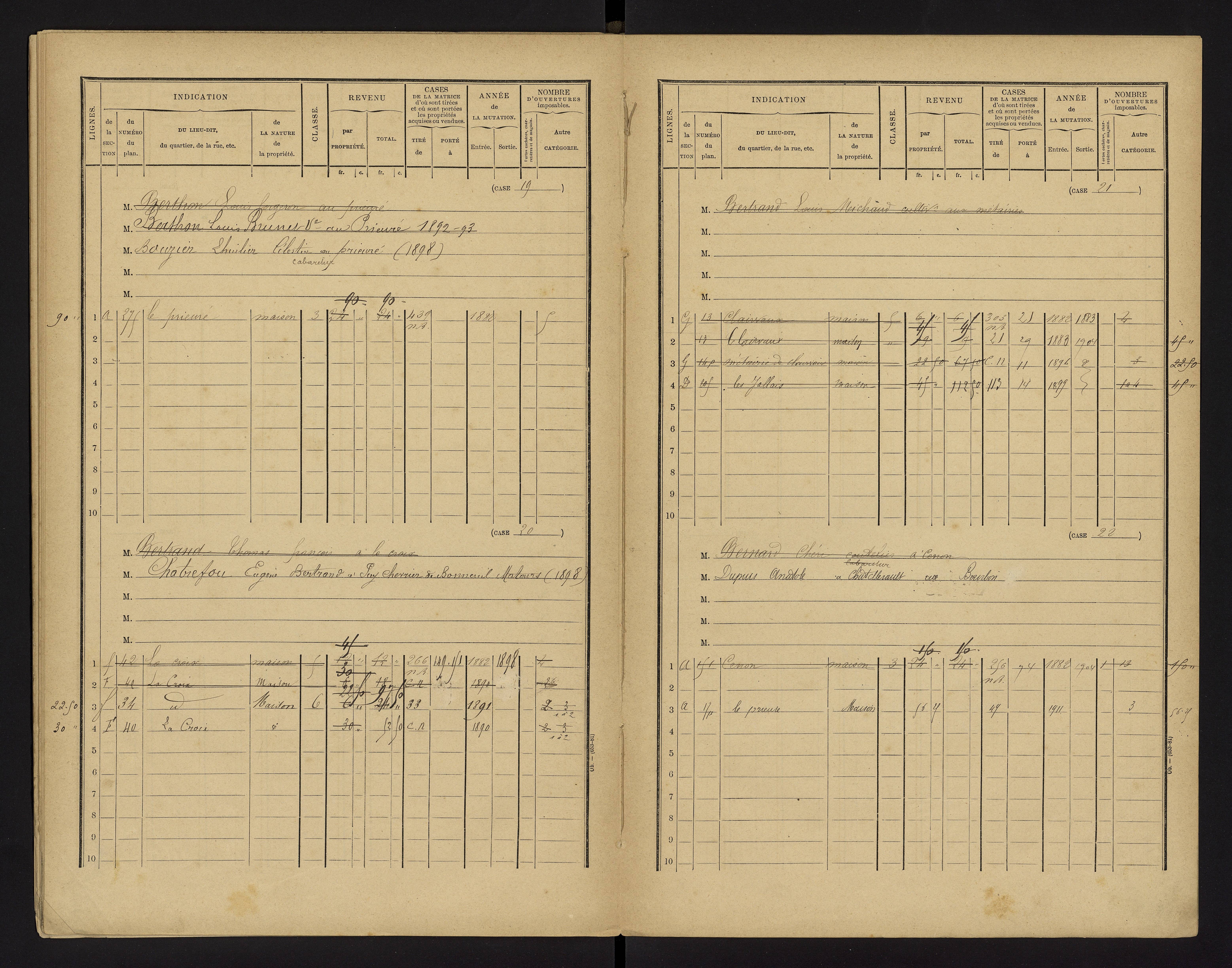 Cenon-sur-Vienne - FRAD086_cadastre Cases 1-160 