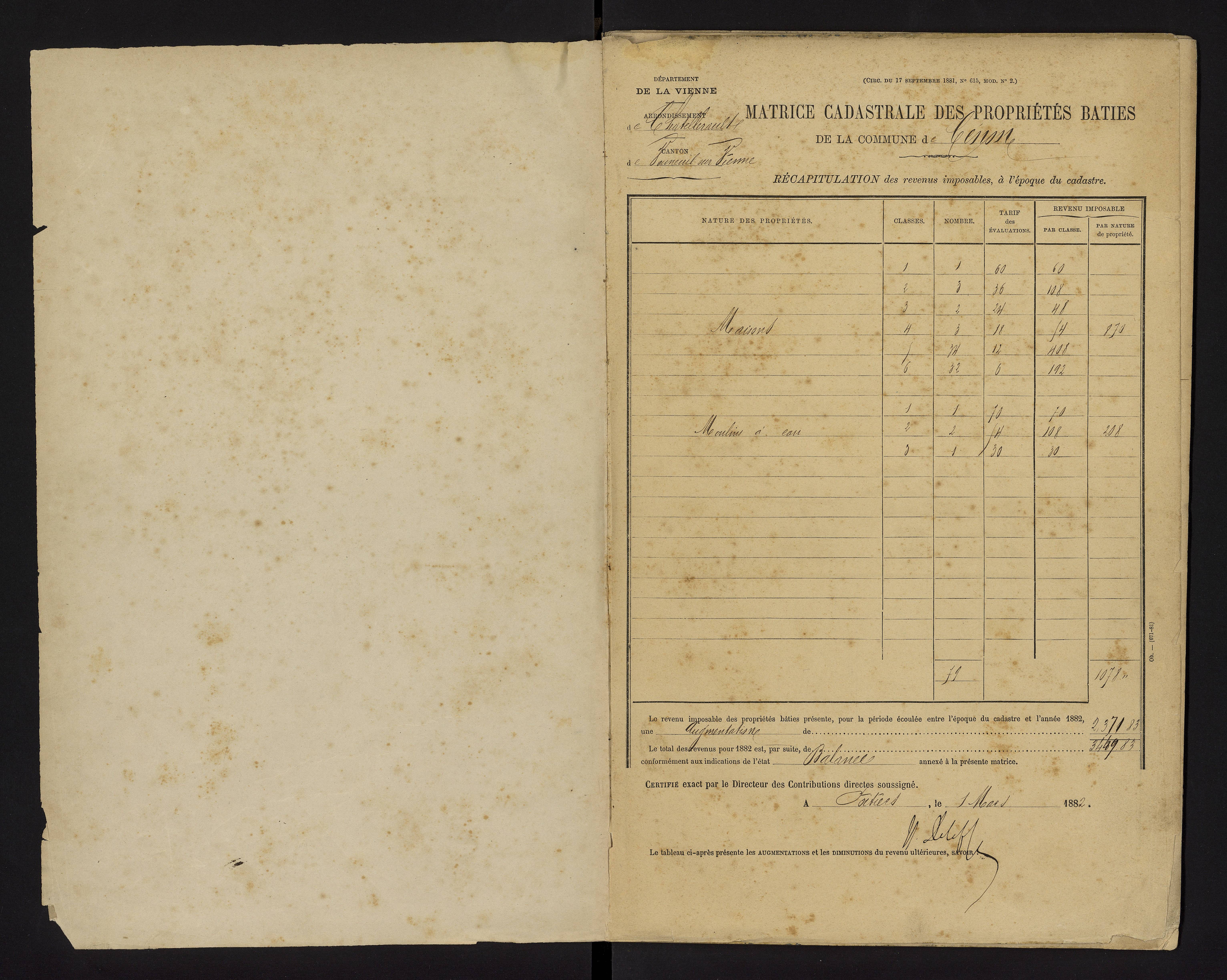 Cenon-sur-Vienne - FRAD086_cadastre Cases 1-160 