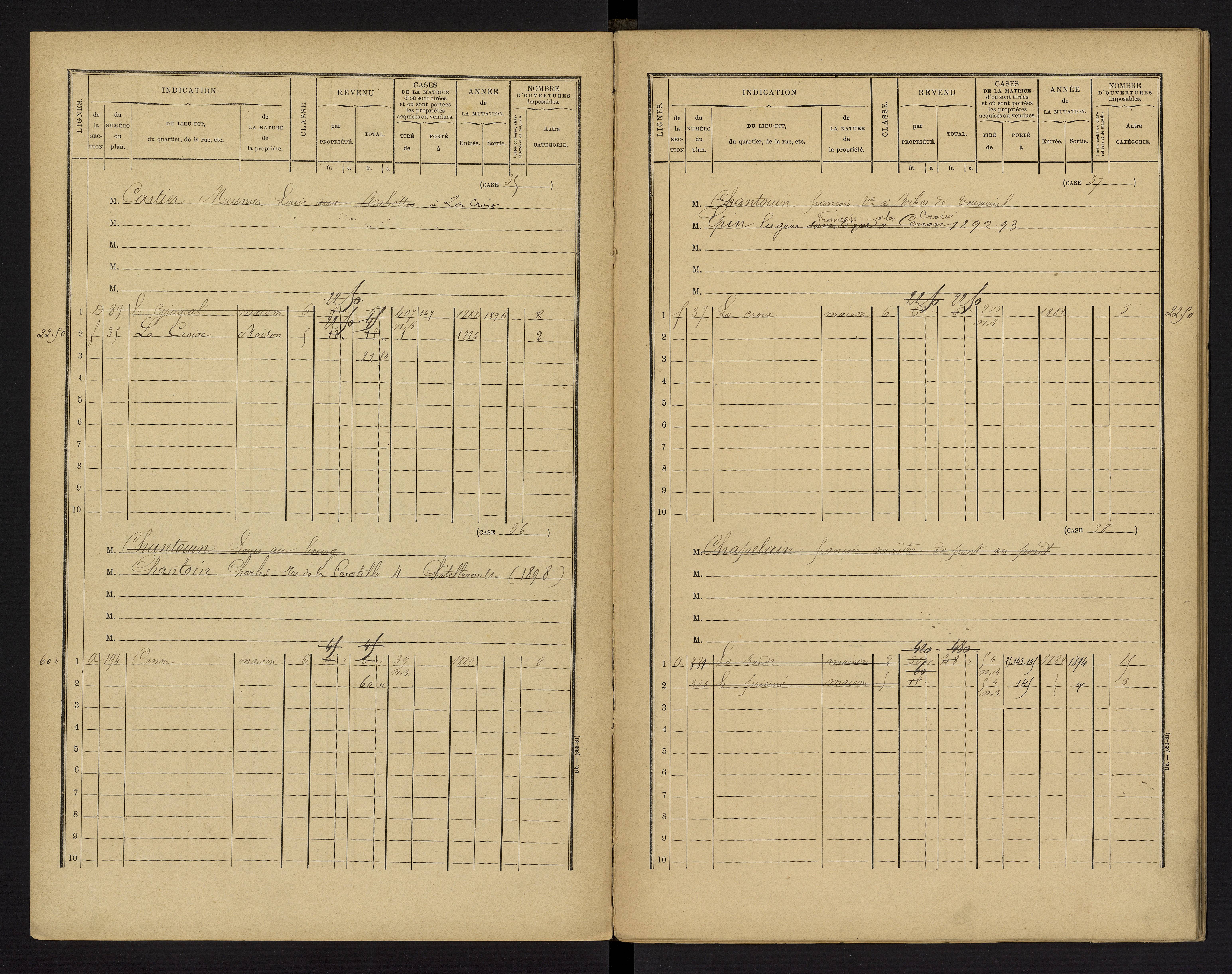 Cenon-sur-Vienne - FRAD086_cadastre Cases 1-160 