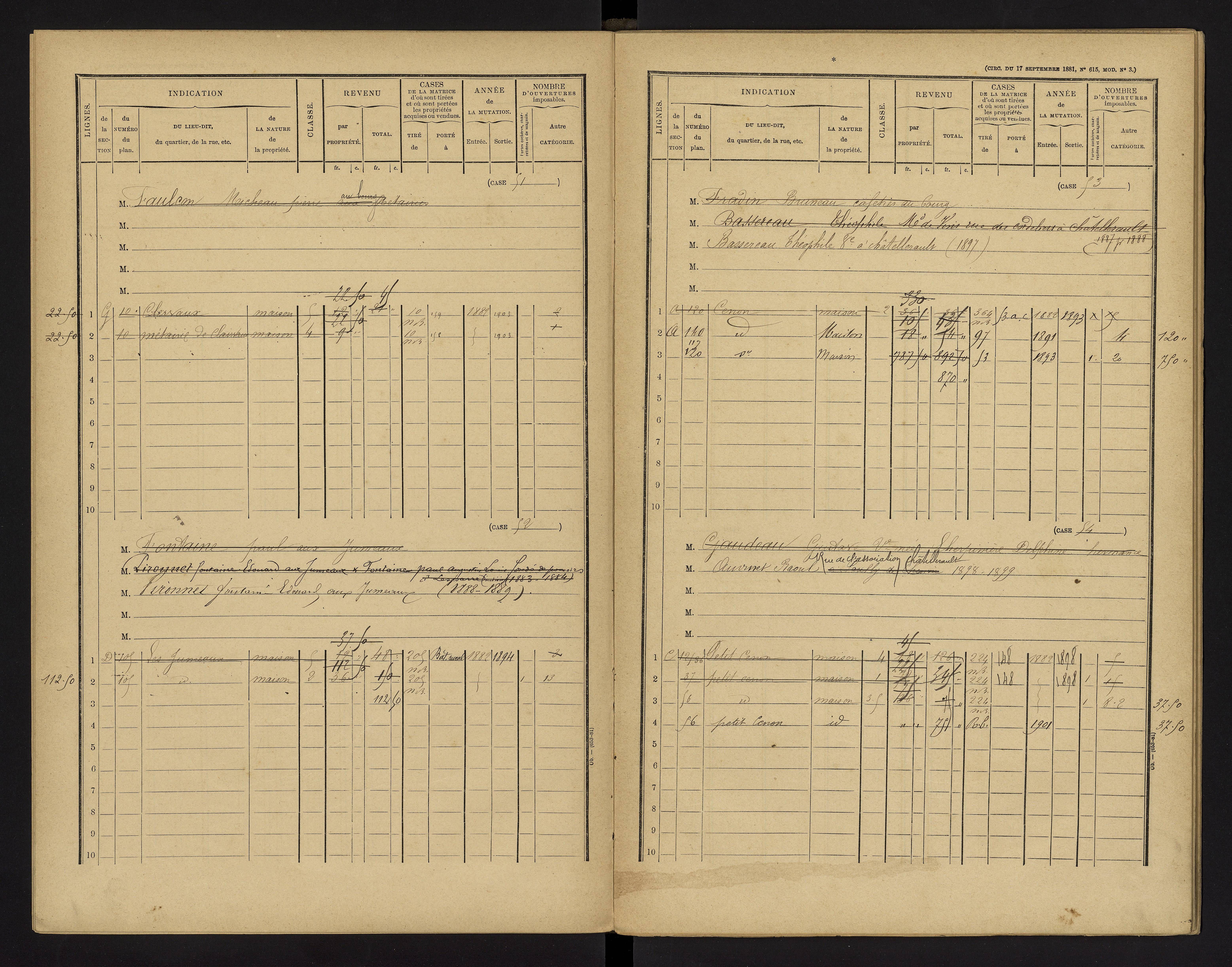 Cenon-sur-Vienne - FRAD086_cadastre Cases 1-160 