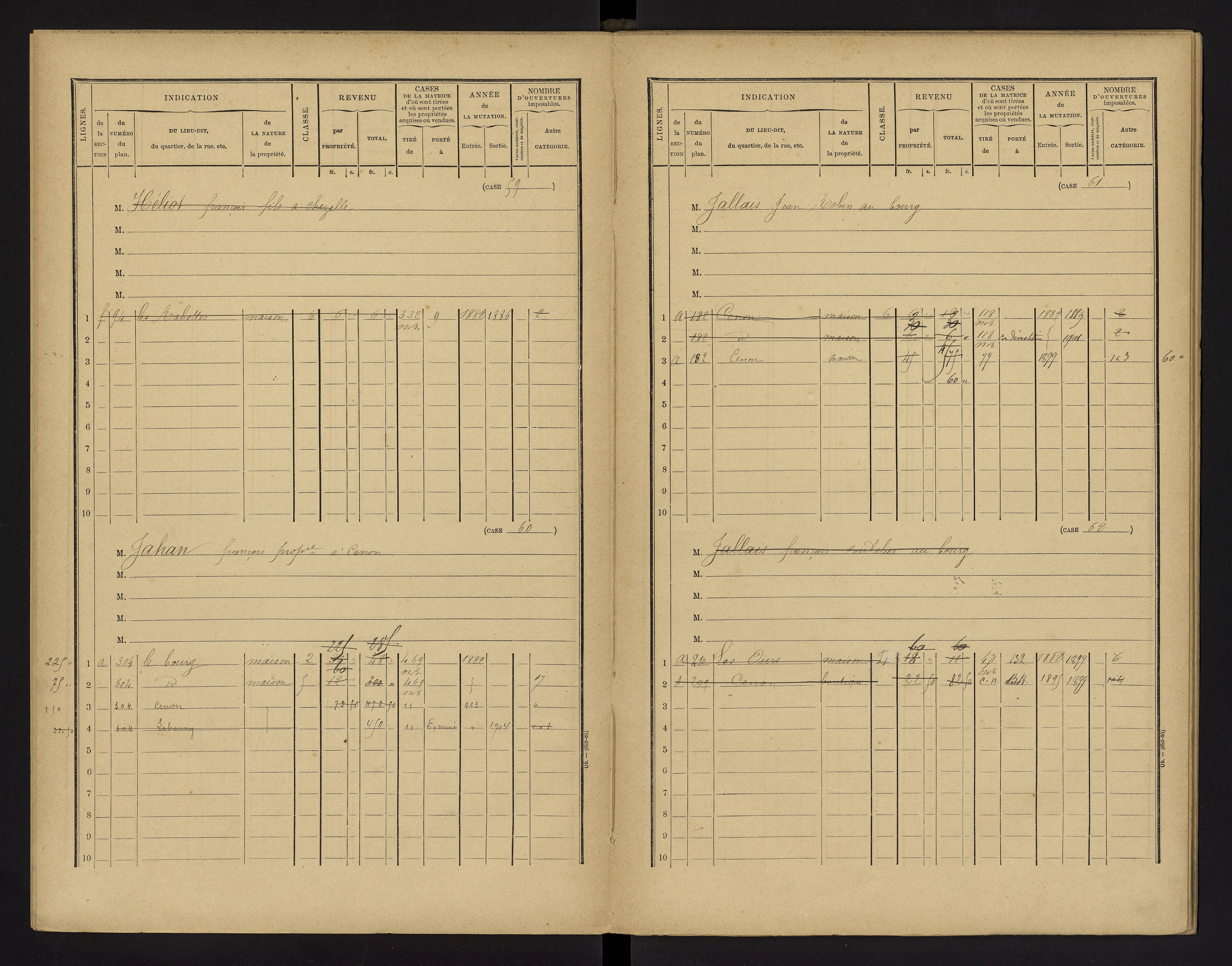Cenon-sur-Vienne - FRAD086_cadastre Cases 1-160 