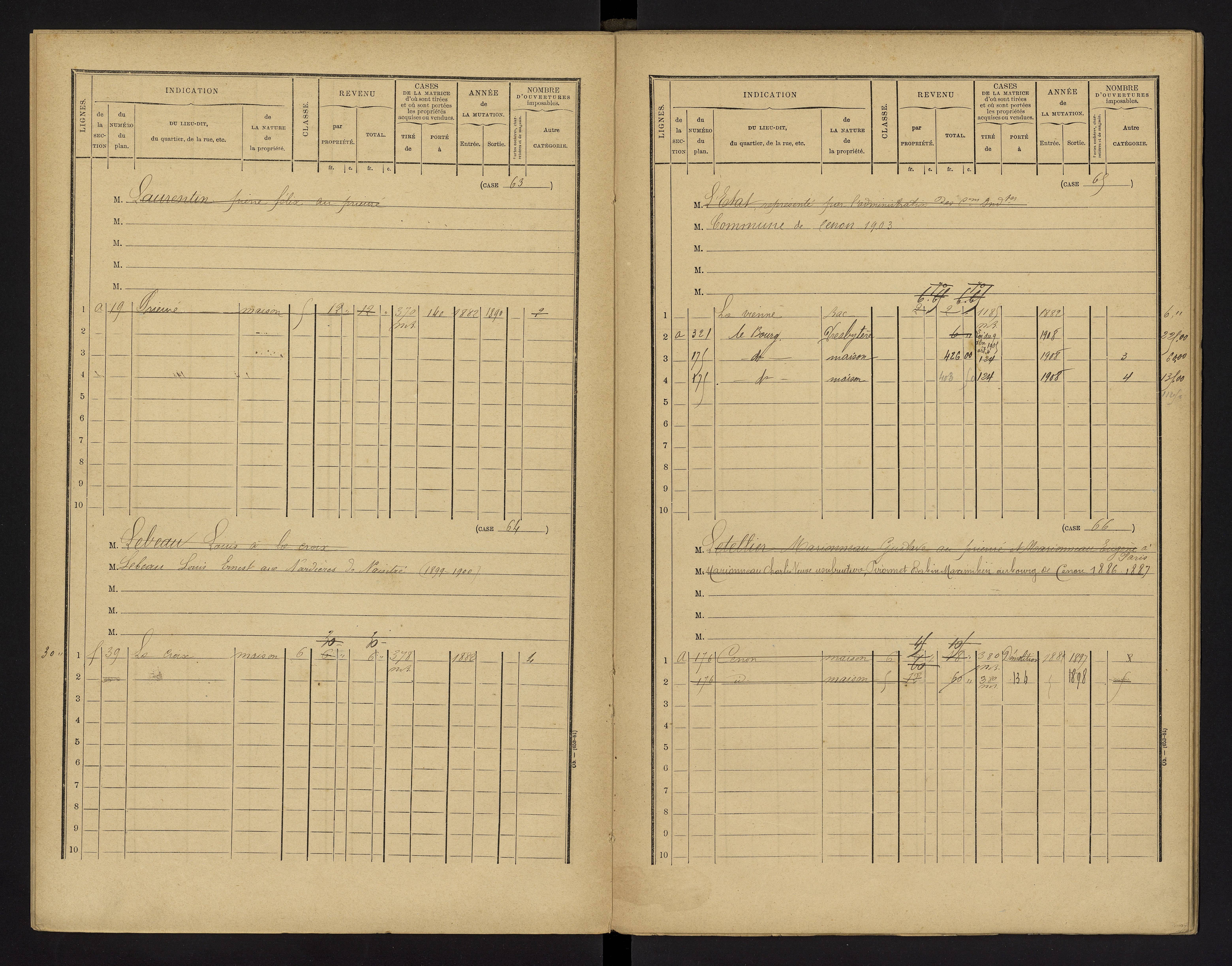 Cenon-sur-Vienne - FRAD086_cadastre Cases 1-160 