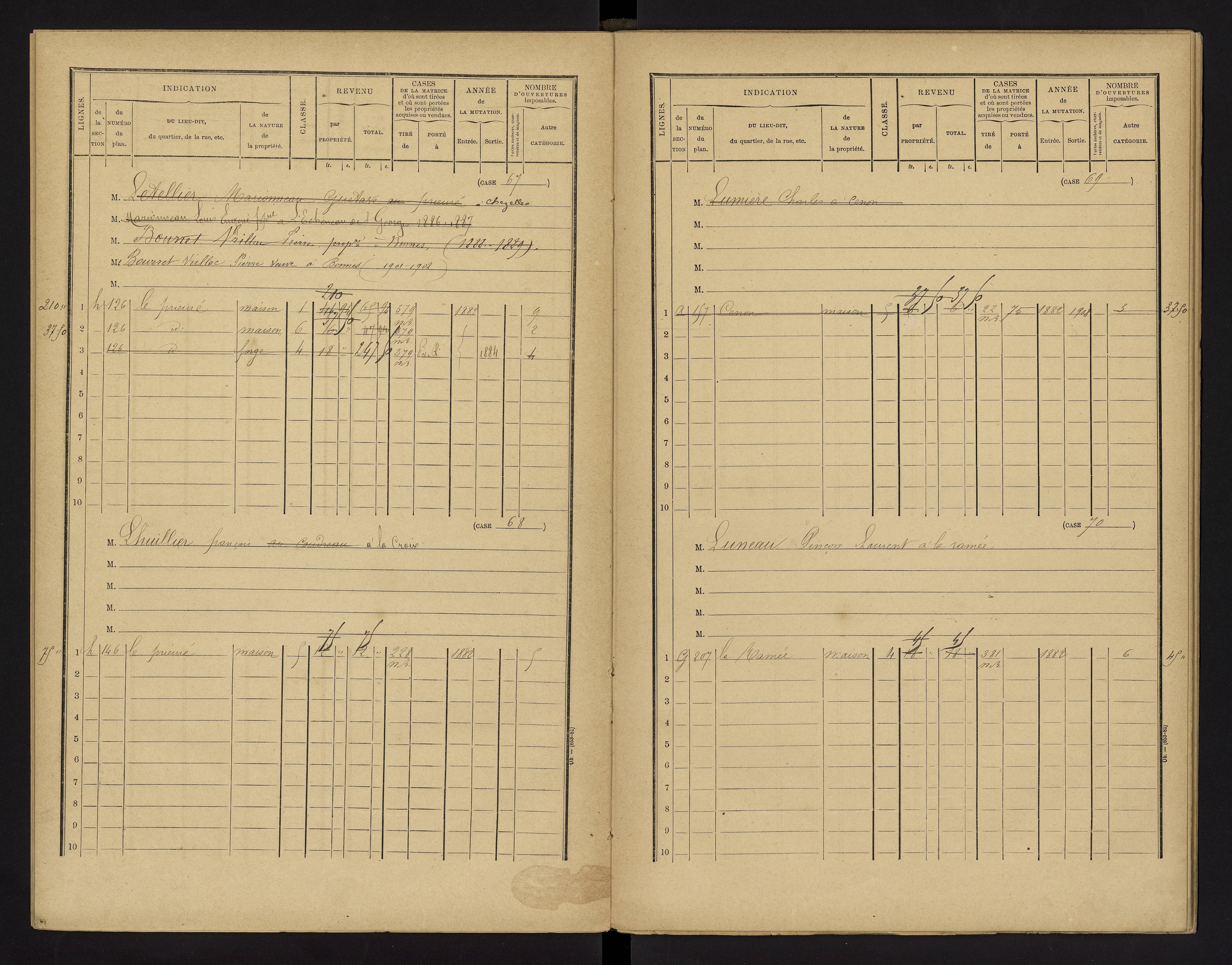 Cenon-sur-Vienne - FRAD086_cadastre Cases 1-160 