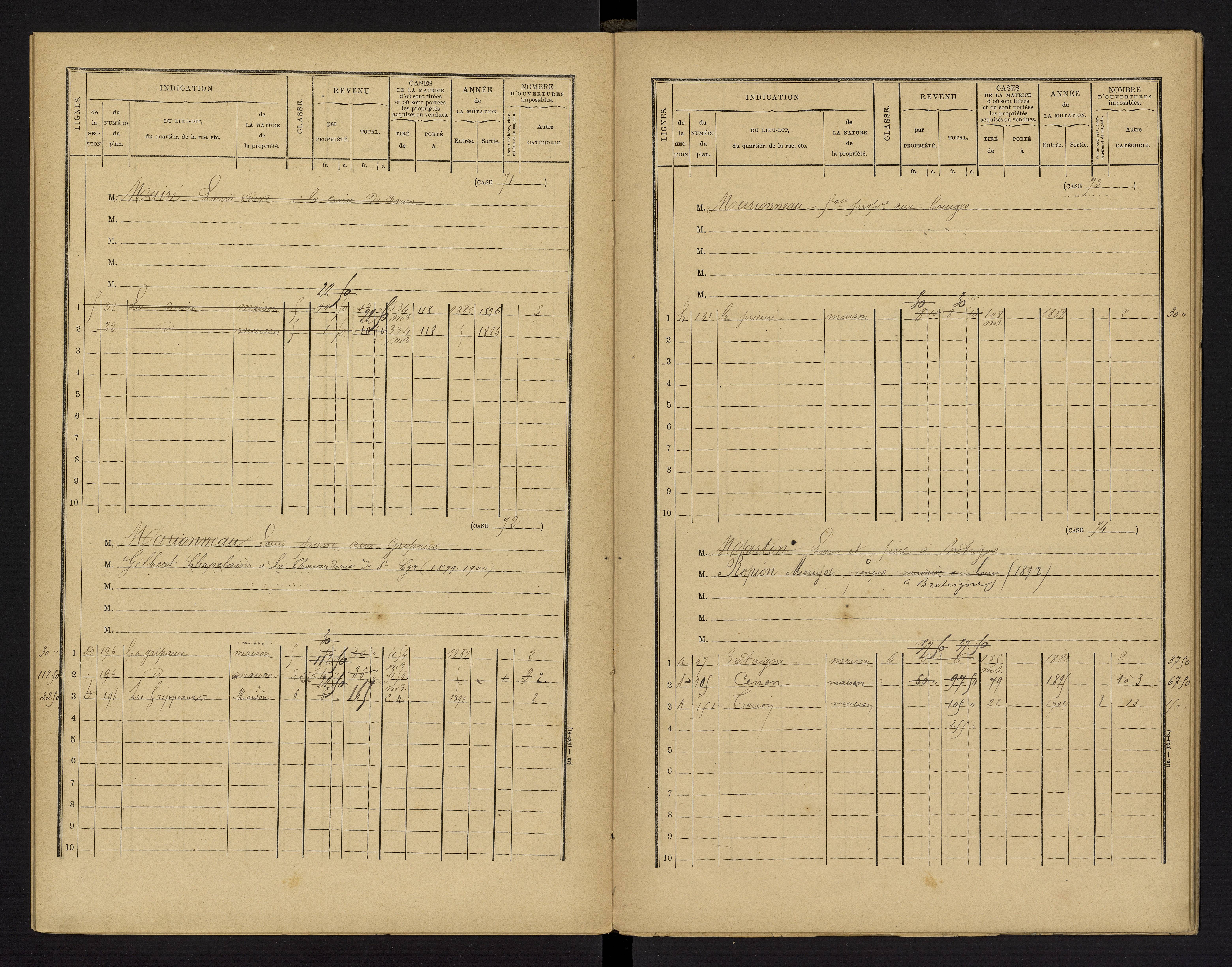 Cenon-sur-Vienne - FRAD086_cadastre Cases 1-160 