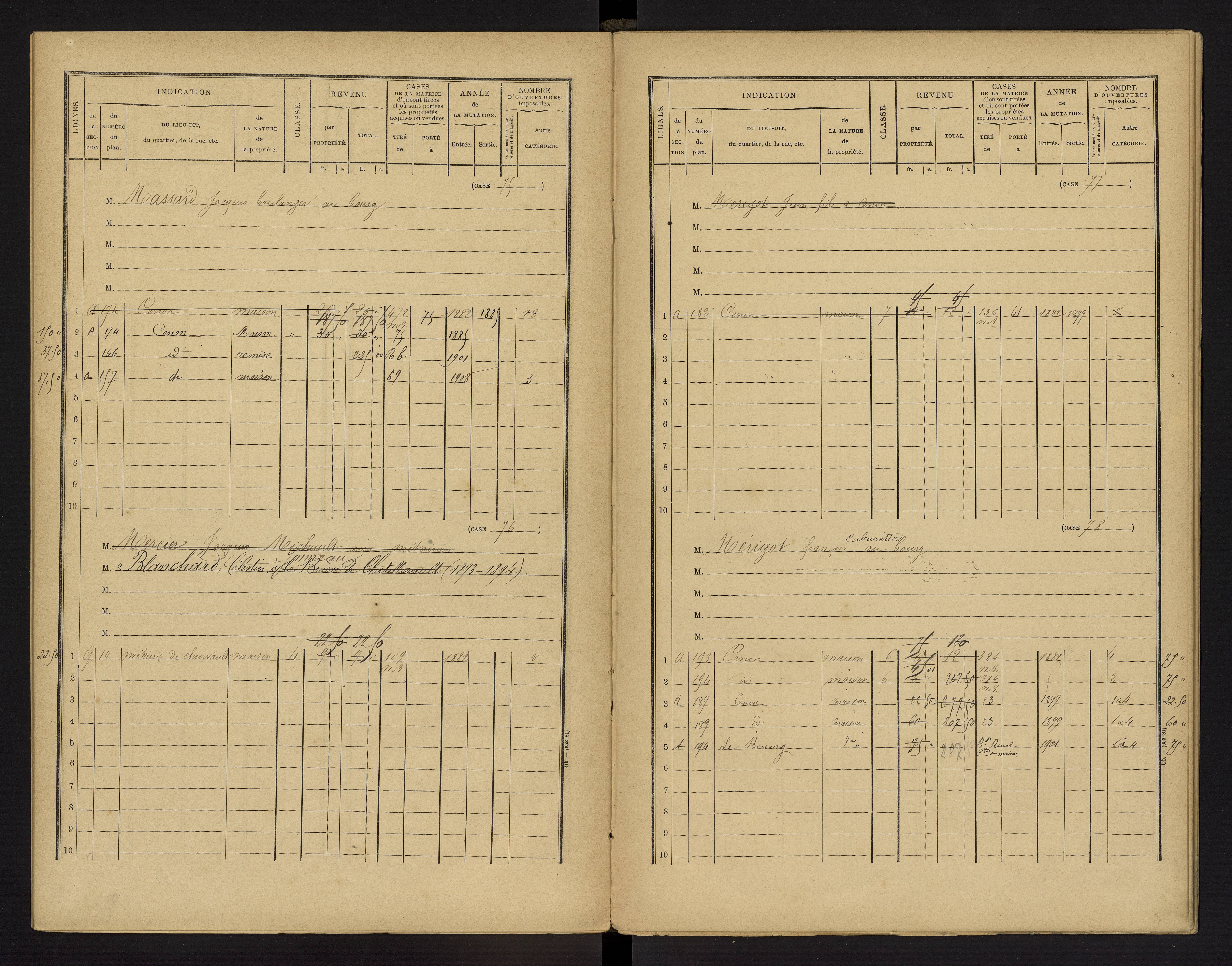 Cenon-sur-Vienne - FRAD086_cadastre Cases 1-160 