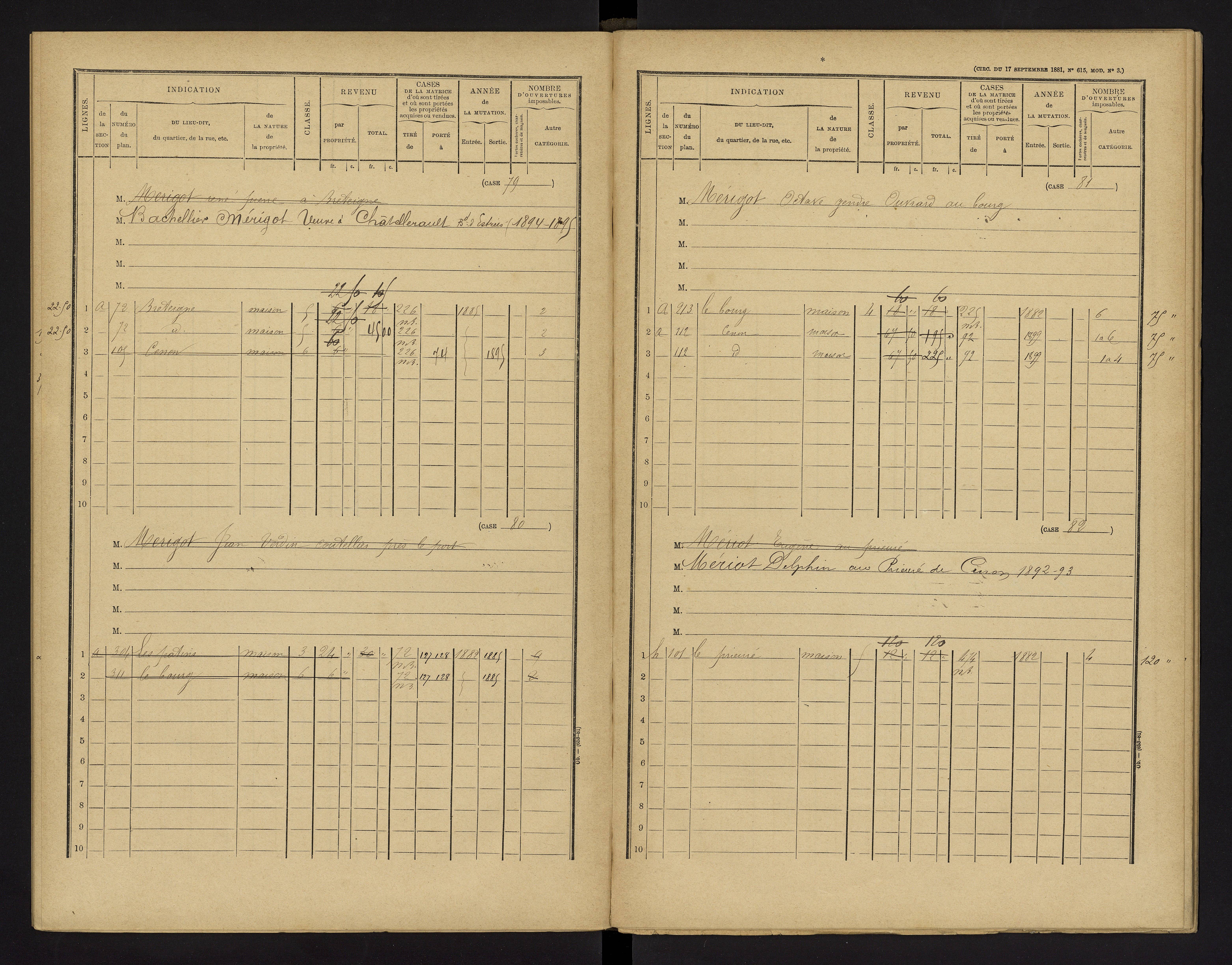 Cenon-sur-Vienne - FRAD086_cadastre Cases 1-160 