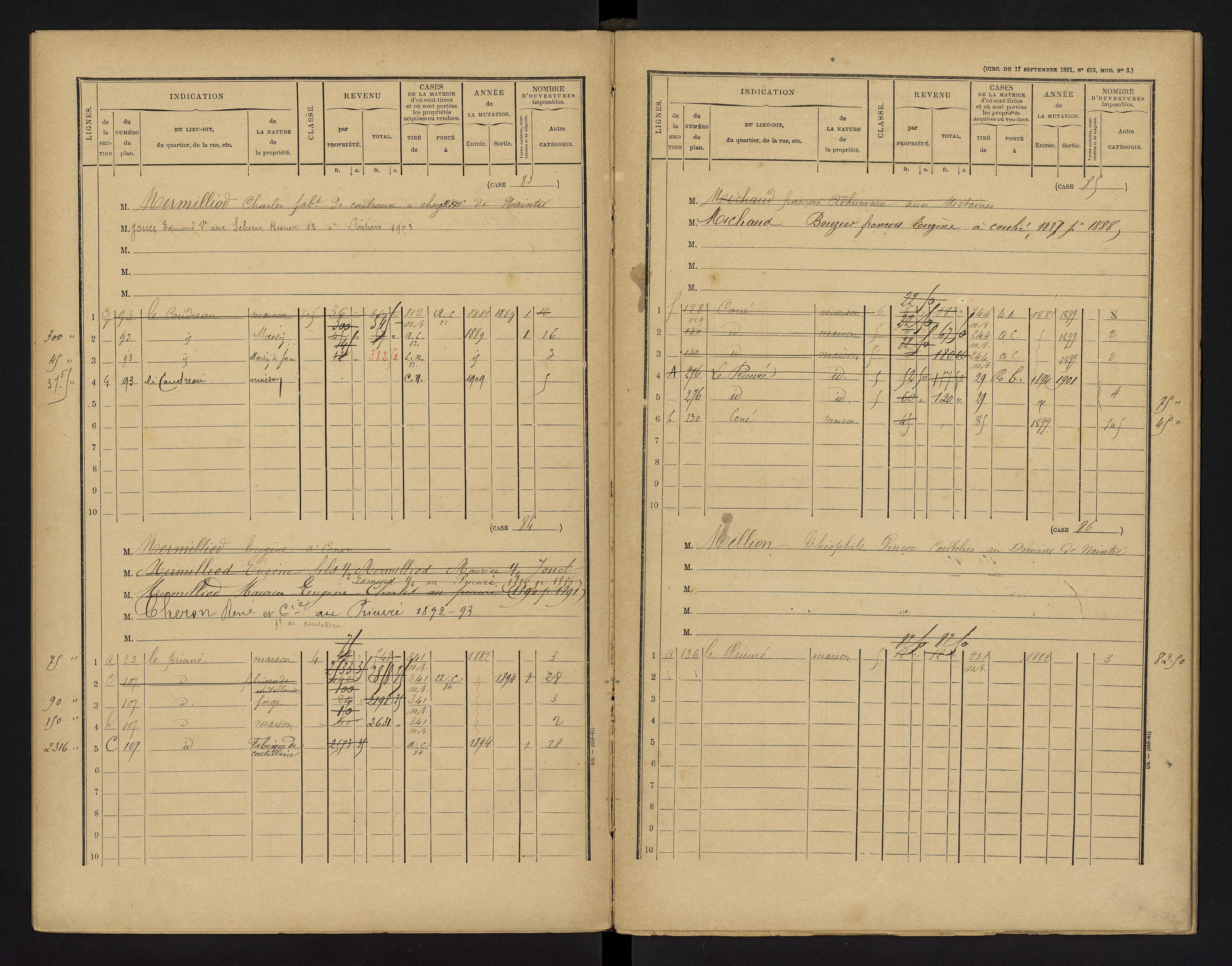 Cenon-sur-Vienne - FRAD086_cadastre Cases 1-160 