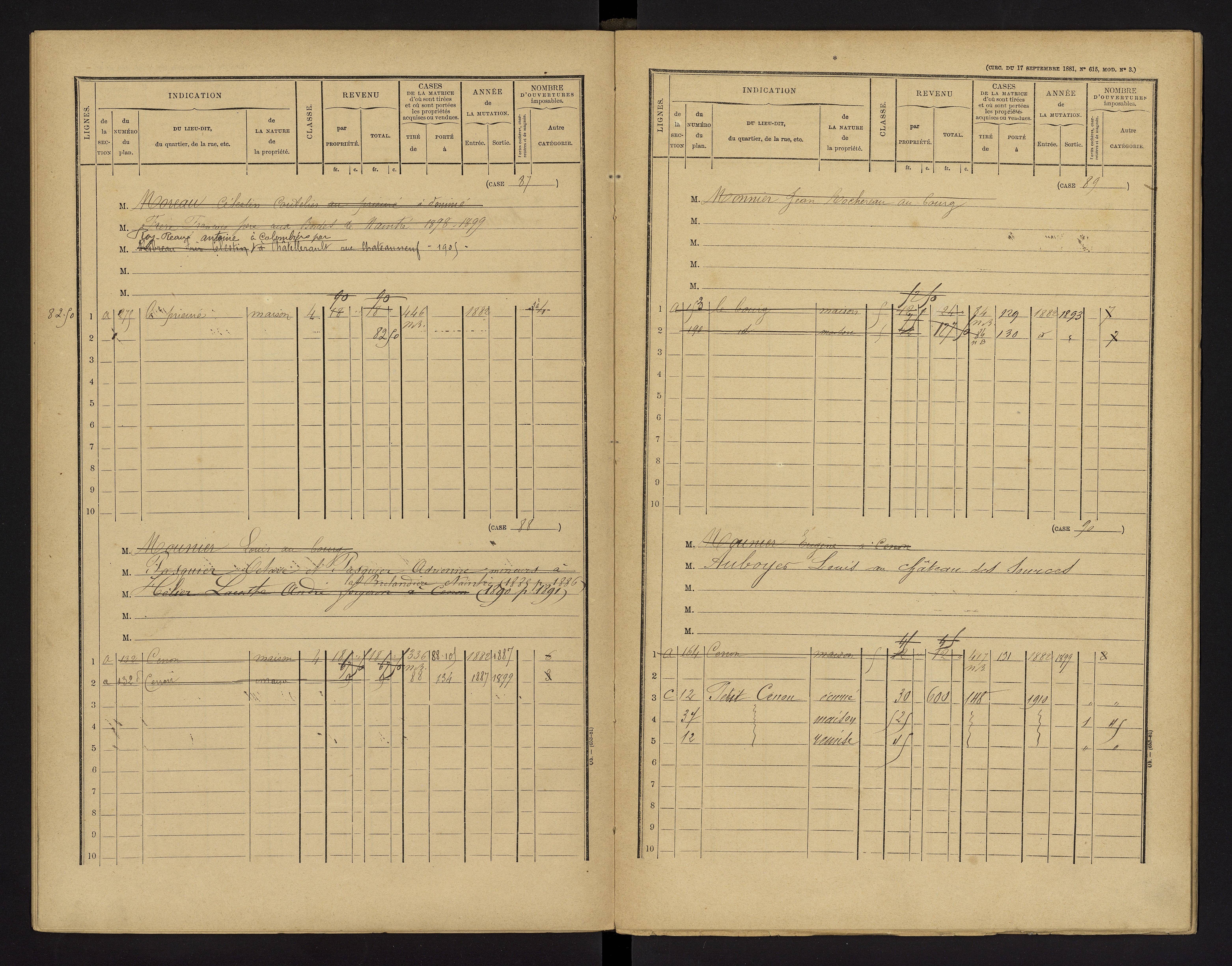 Cenon-sur-Vienne - FRAD086_cadastre Cases 1-160 