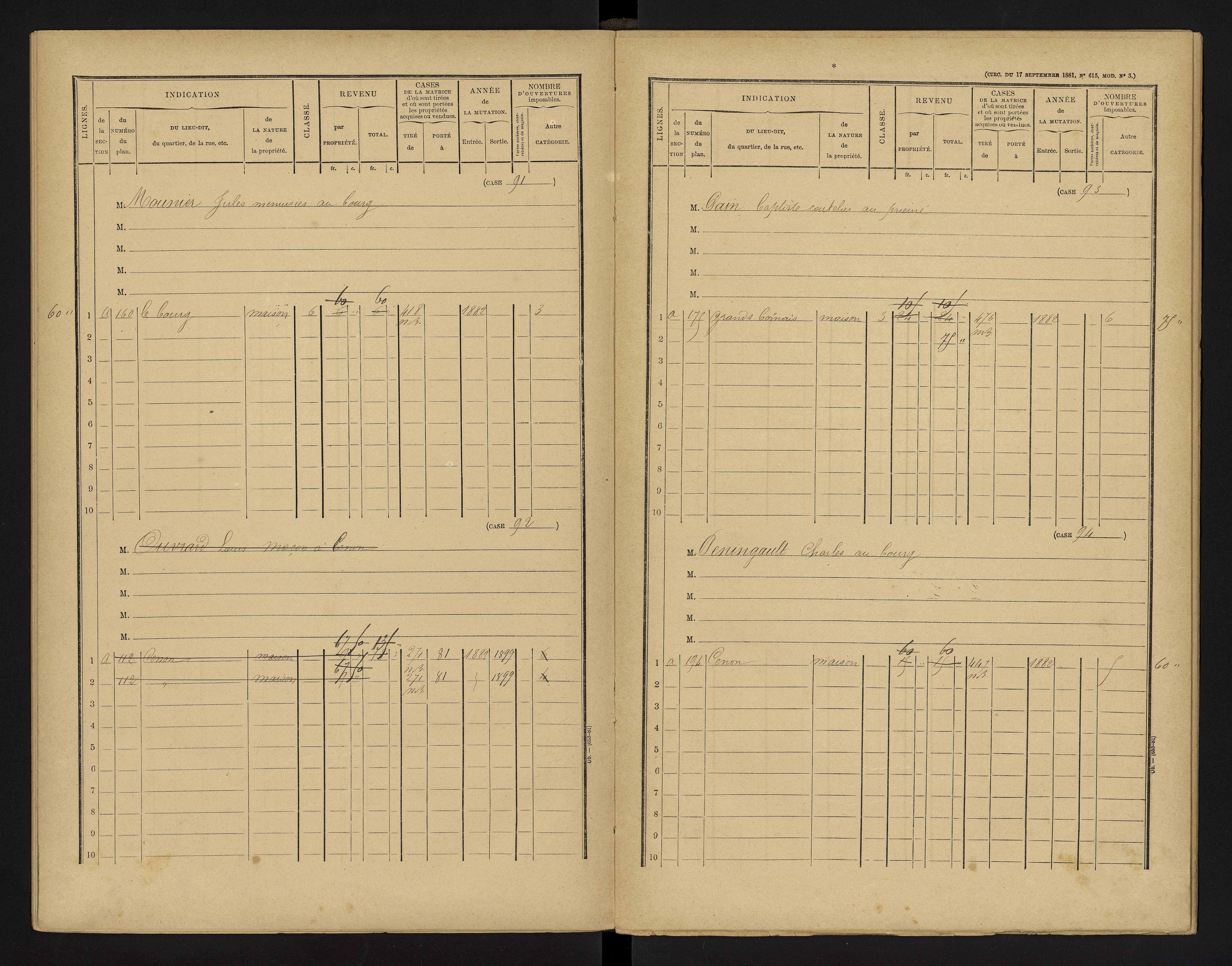 Cenon-sur-Vienne - FRAD086_cadastre Cases 1-160 