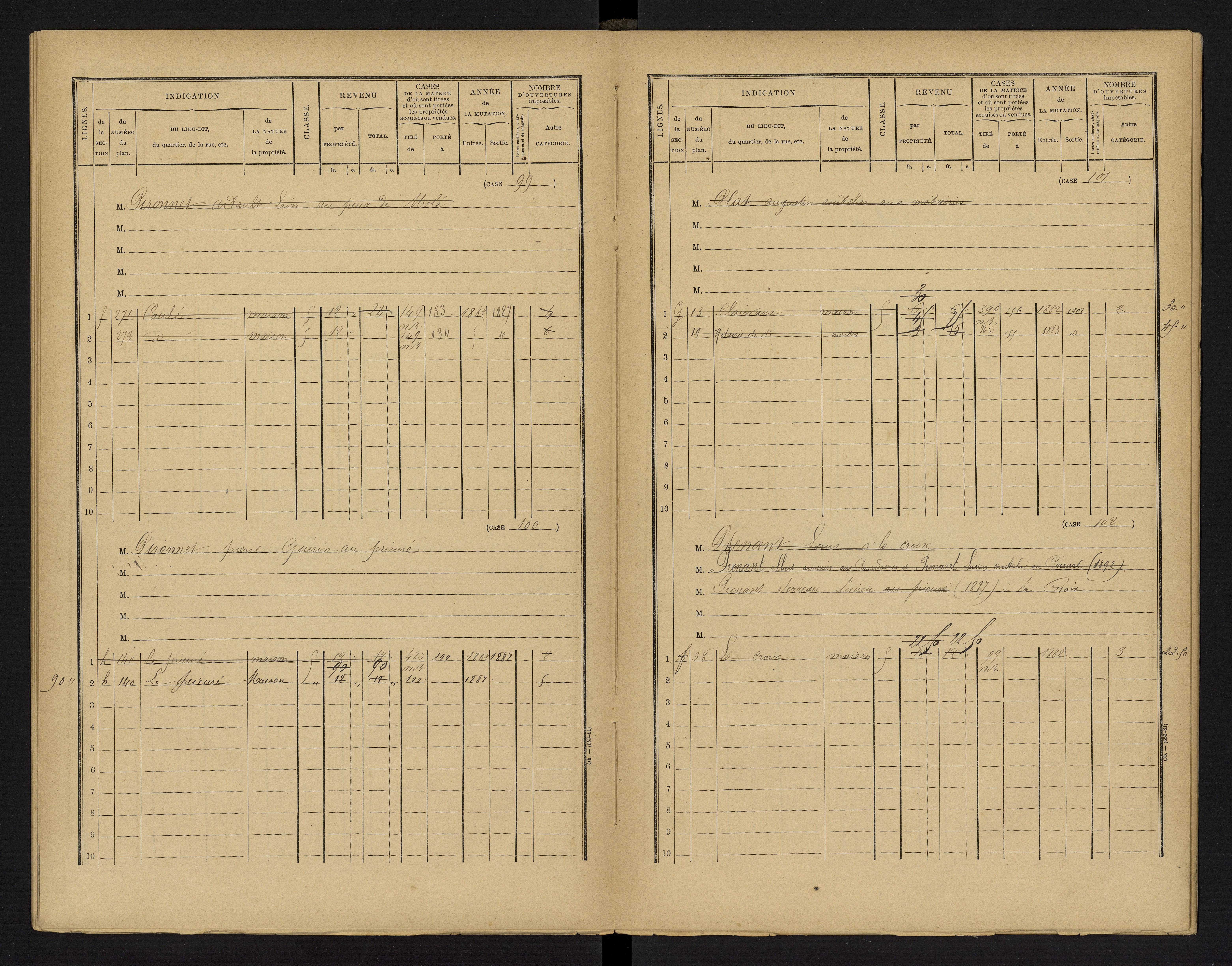 Cenon-sur-Vienne - FRAD086_cadastre Cases 1-160 