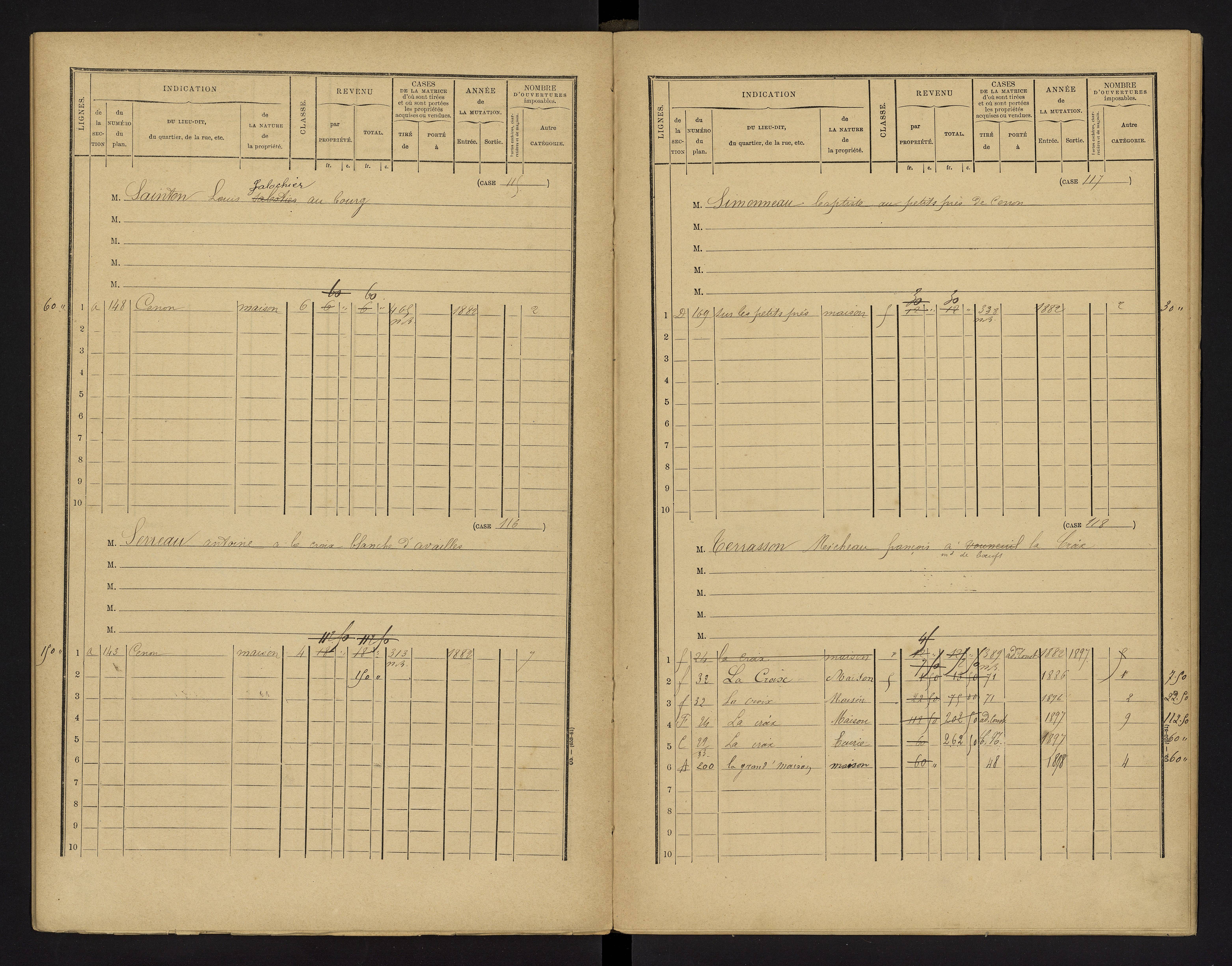 Cenon-sur-Vienne - FRAD086_cadastre Cases 1-160 