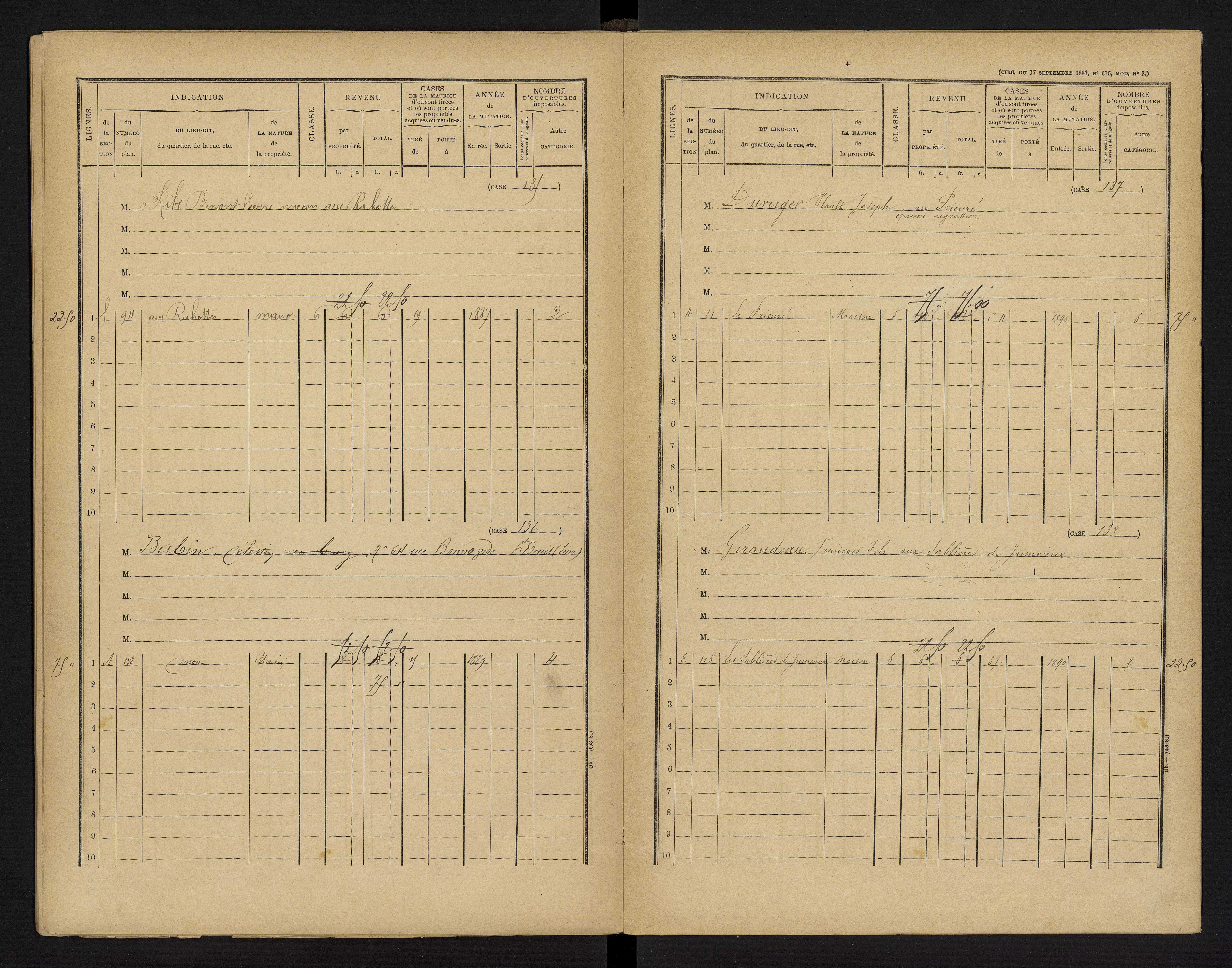 Cenon-sur-Vienne - FRAD086_cadastre Cases 1-160 