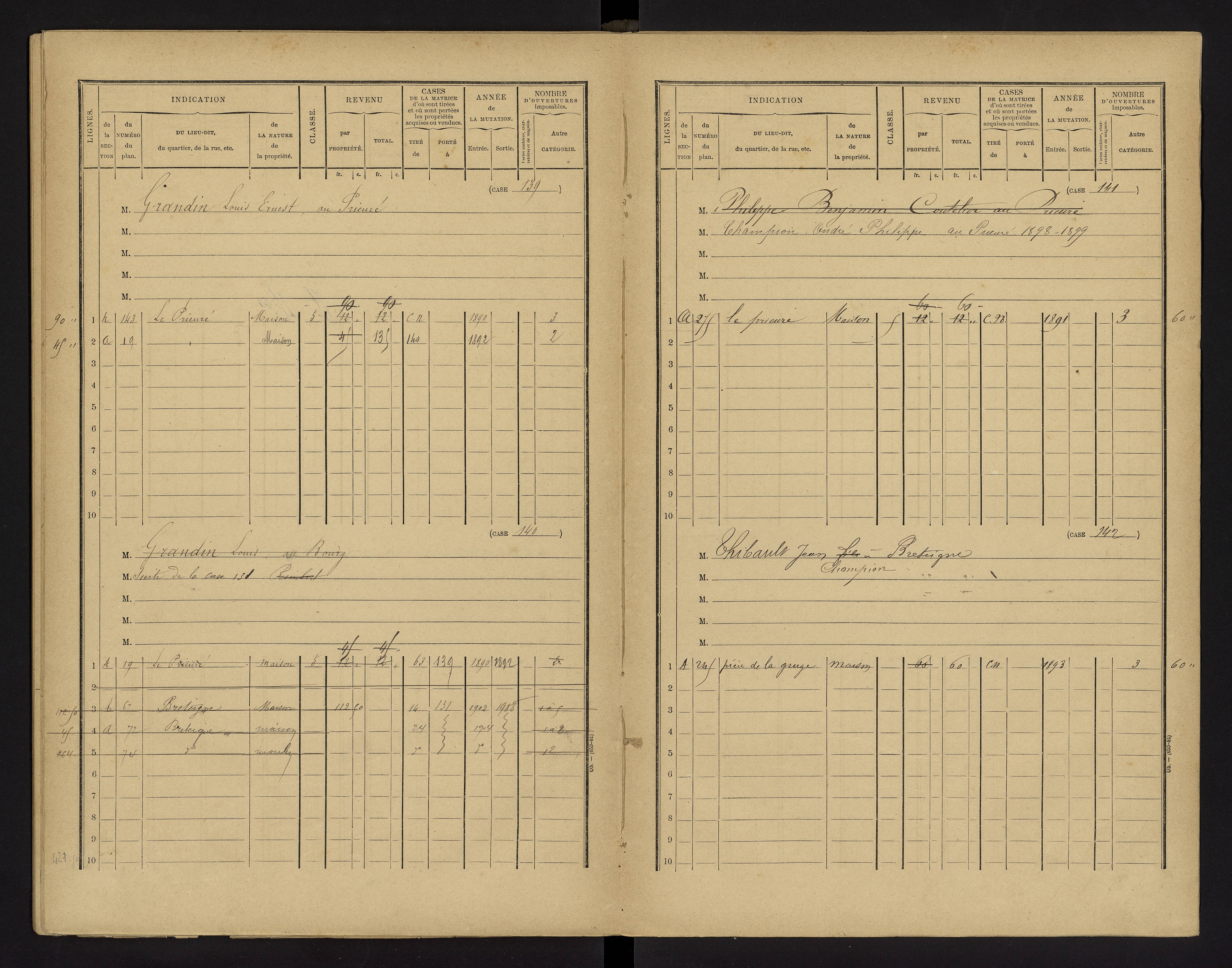 Cenon-sur-Vienne - FRAD086_cadastre Cases 1-160 