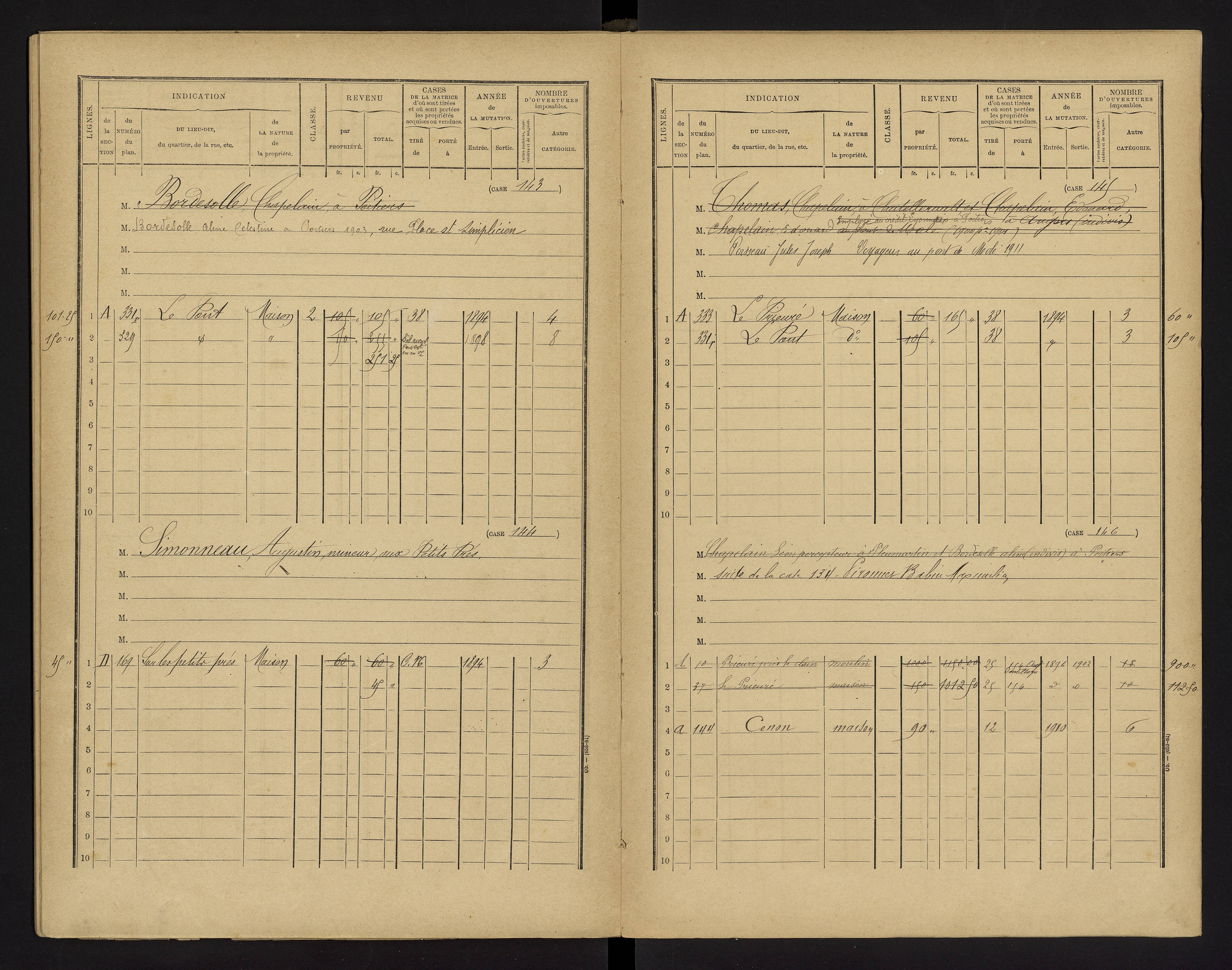 Cenon-sur-Vienne - FRAD086_cadastre Cases 1-160 
