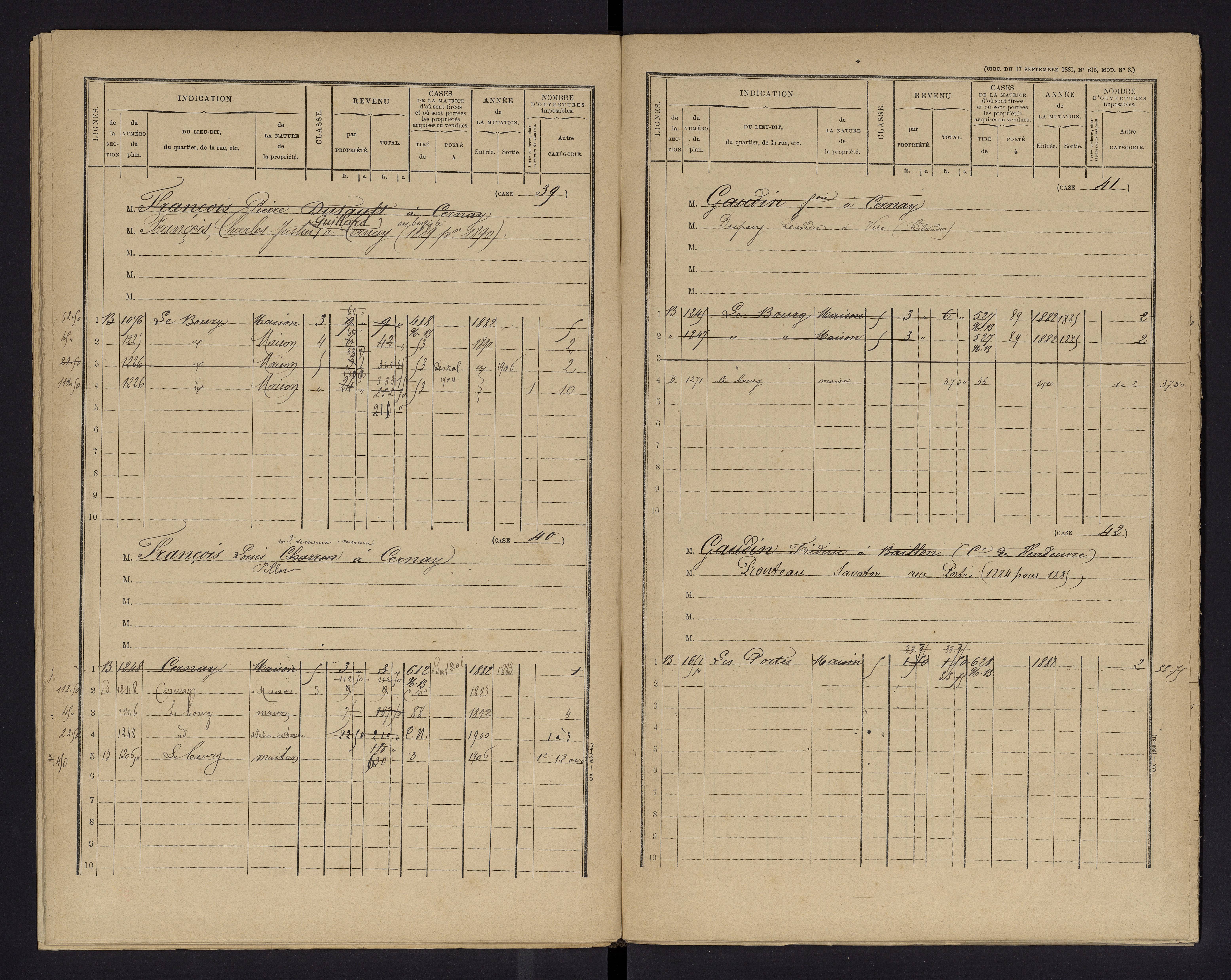 Cernay - FRAD086_cadastre Cases 1-128 