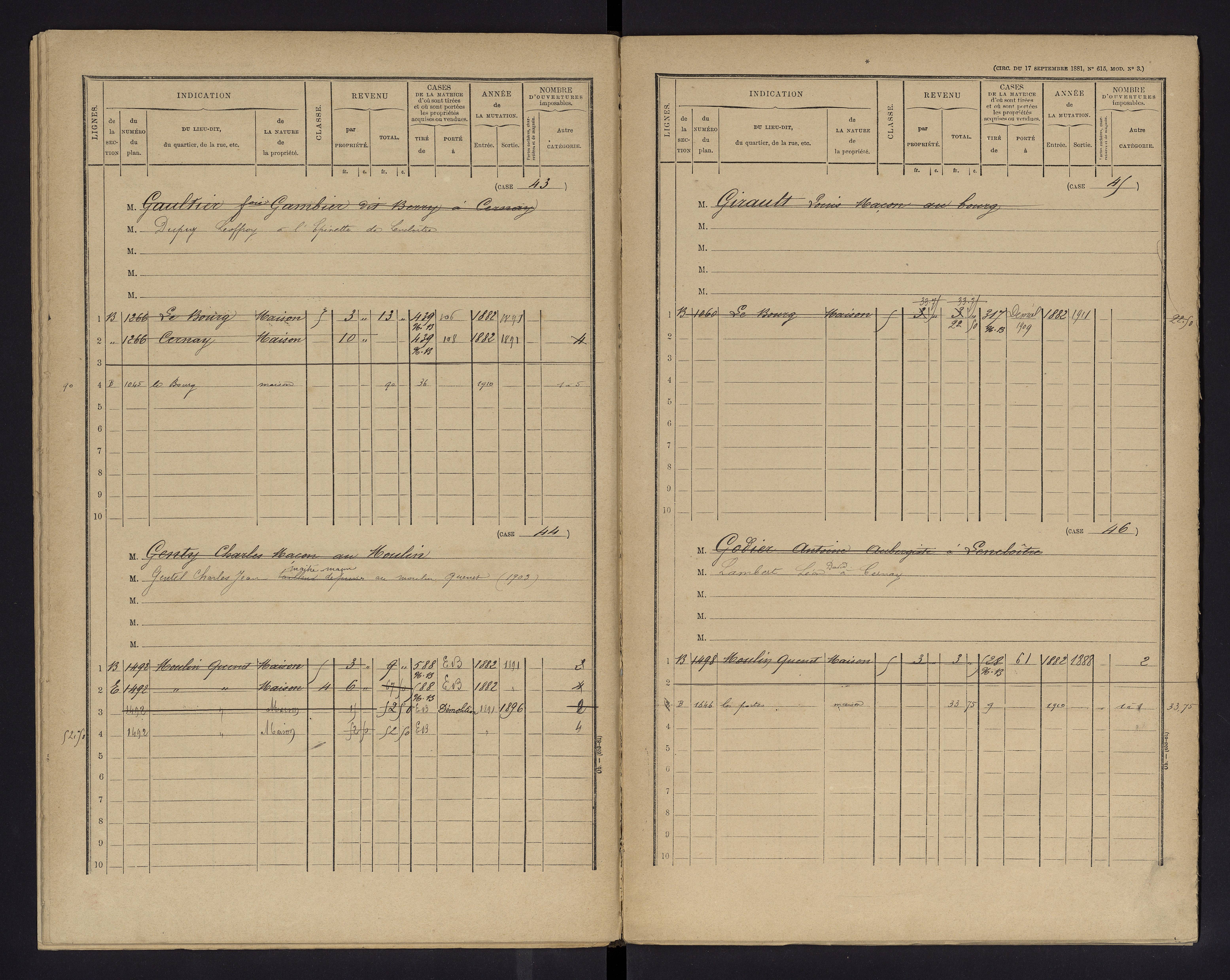 Cernay - FRAD086_cadastre Cases 1-128 