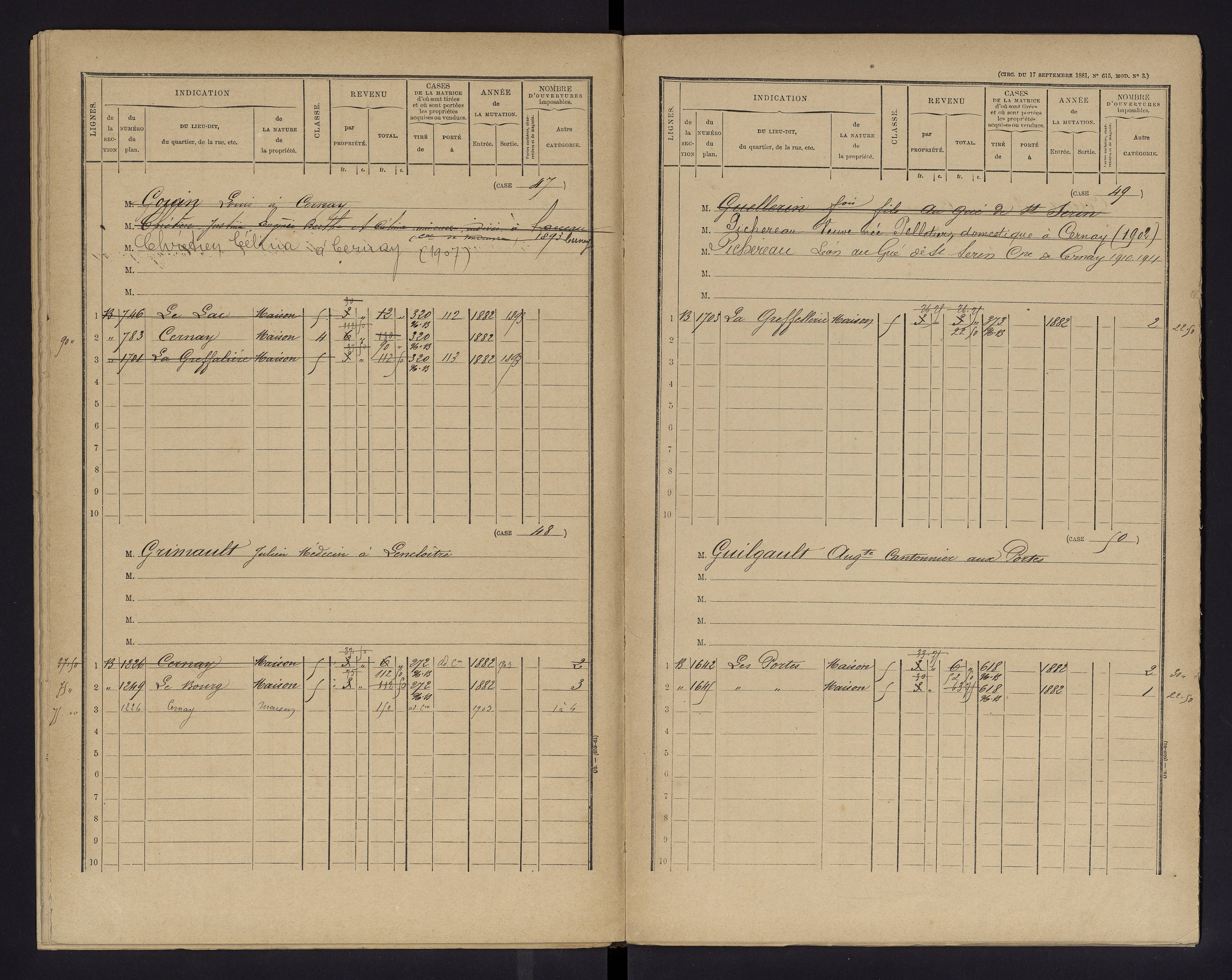 Cernay - FRAD086_cadastre Cases 1-128 