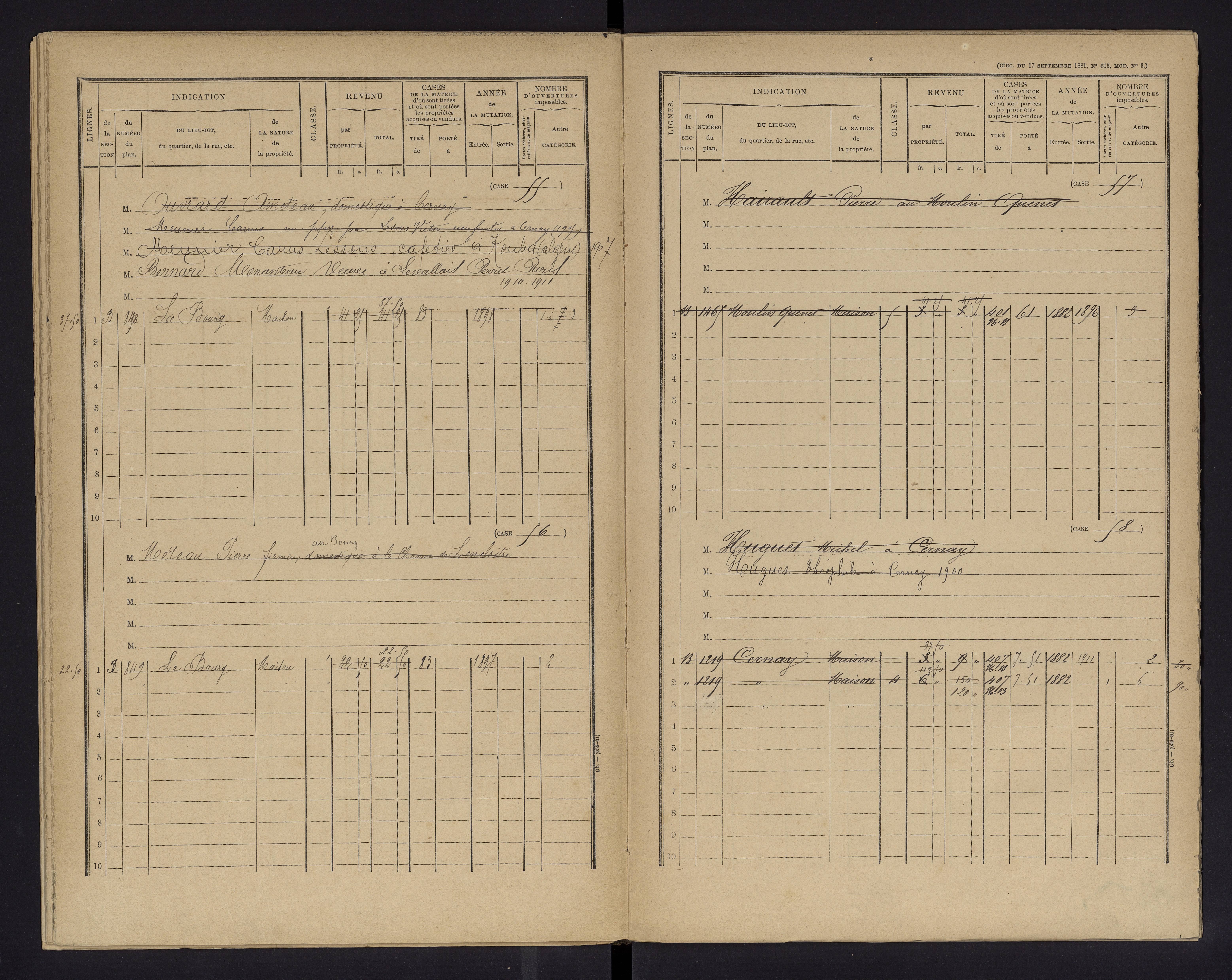 Cernay - FRAD086_cadastre Cases 1-128 