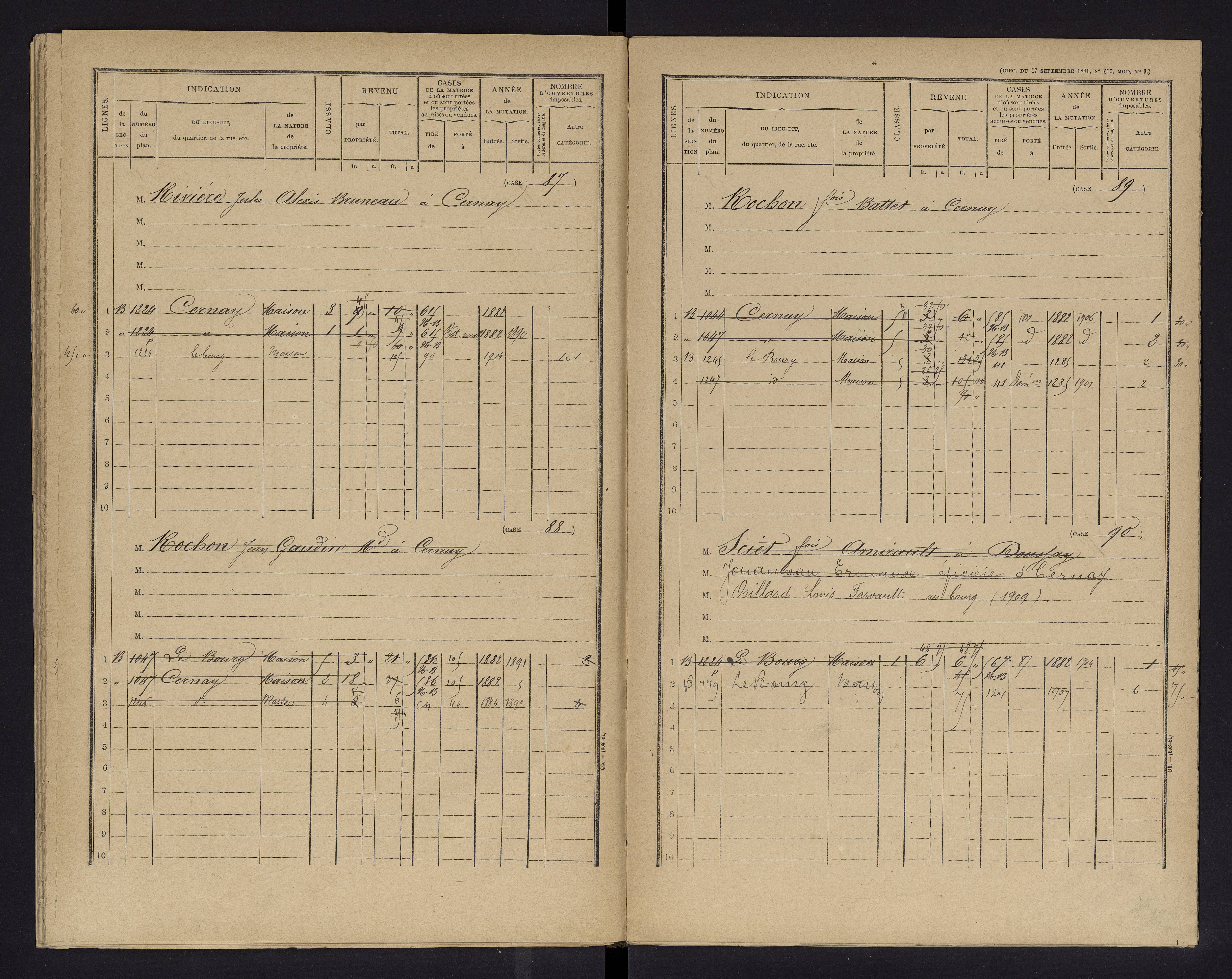 Cernay - FRAD086_cadastre Cases 1-128 