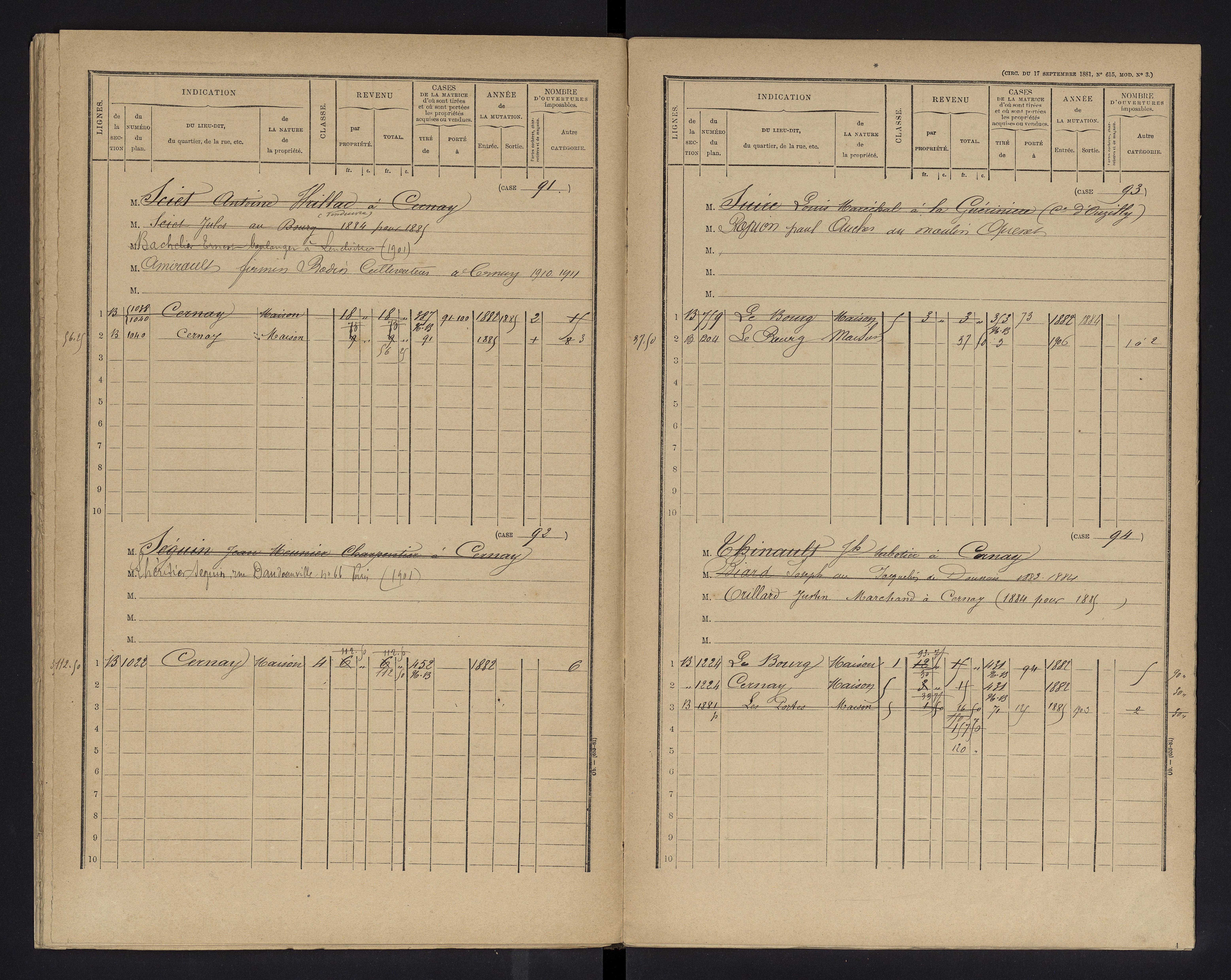 Cernay - FRAD086_cadastre Cases 1-128 