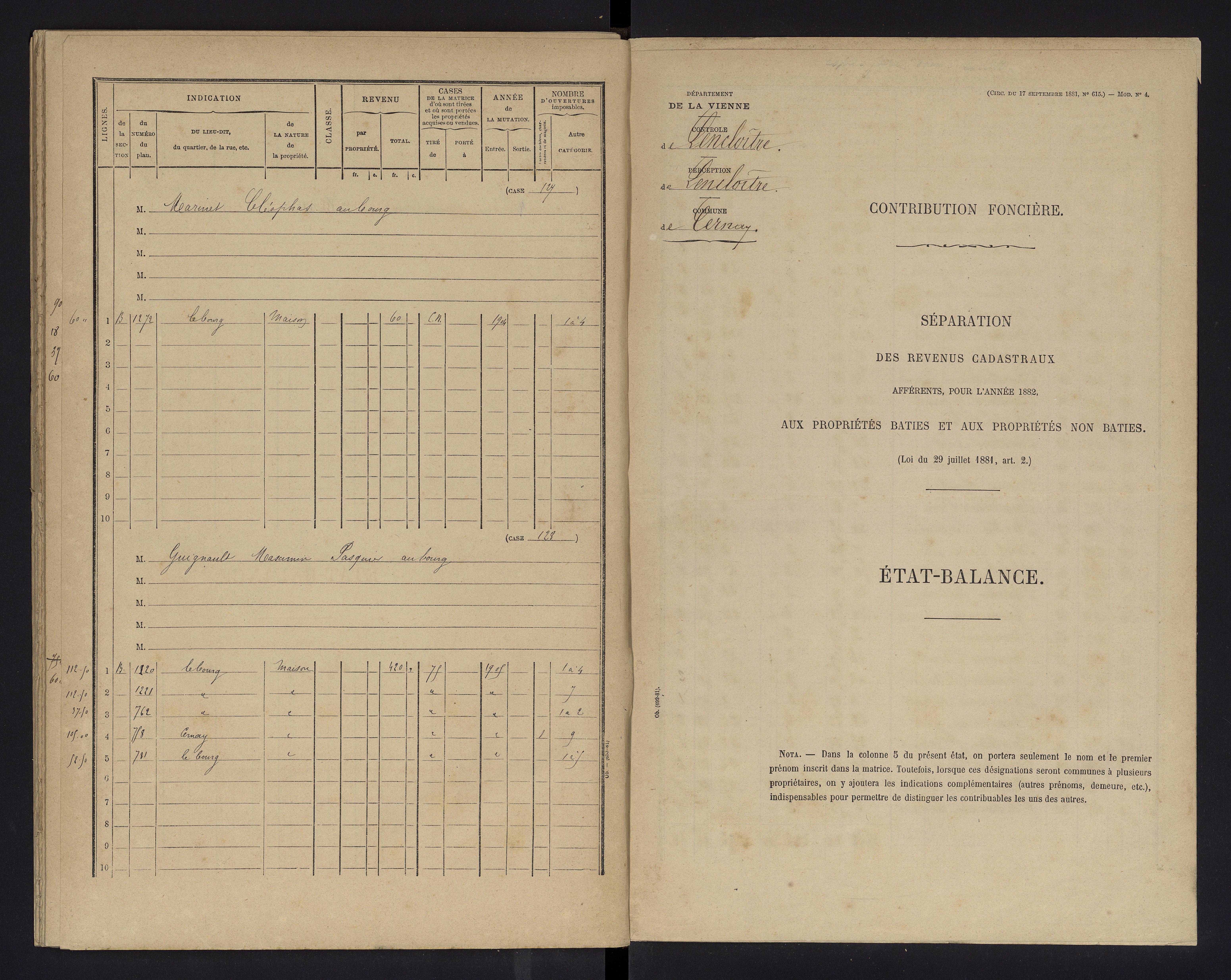 Cernay - FRAD086_cadastre Cases 1-128 