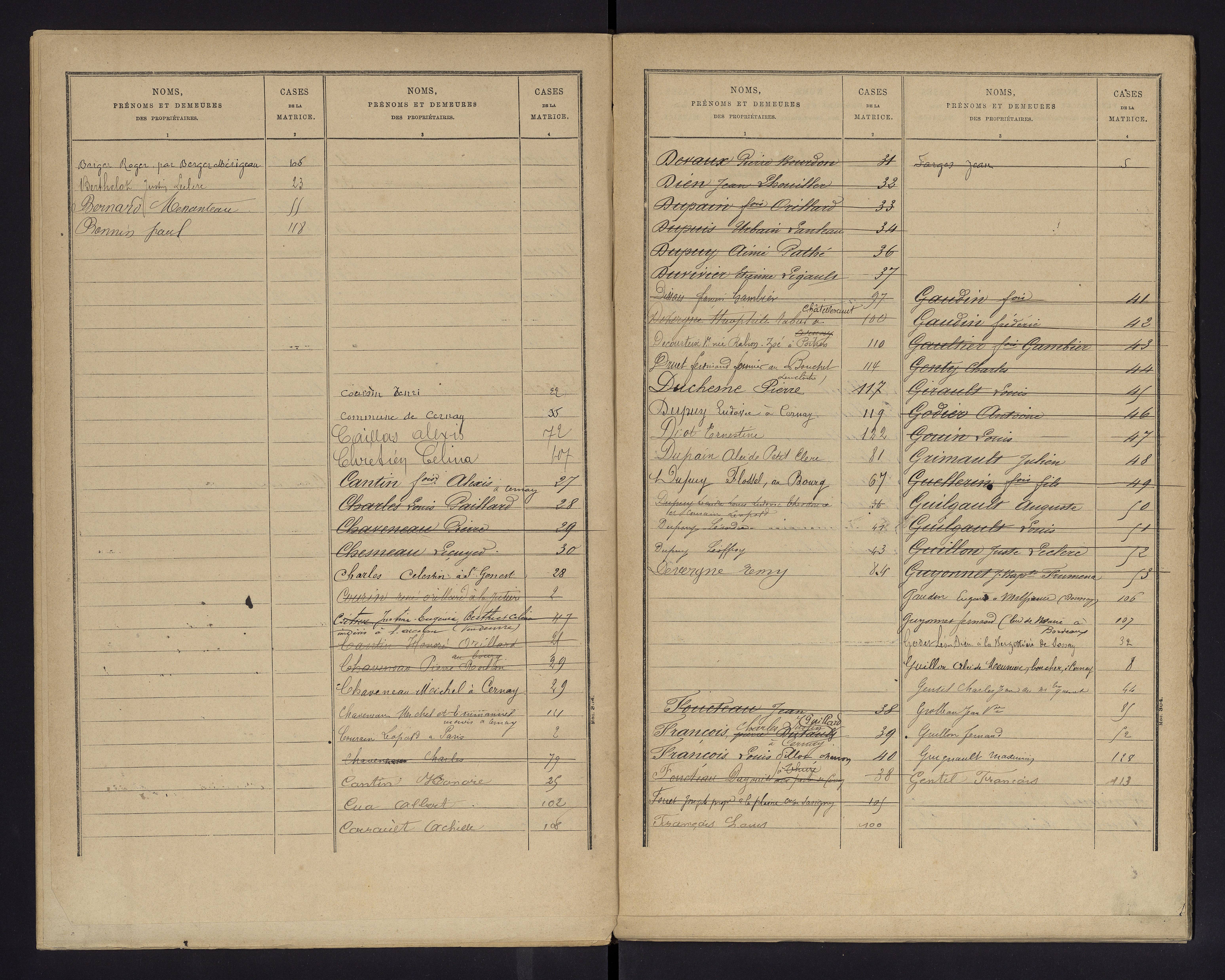 Cernay - FRAD086_cadastre Cases 1-128 