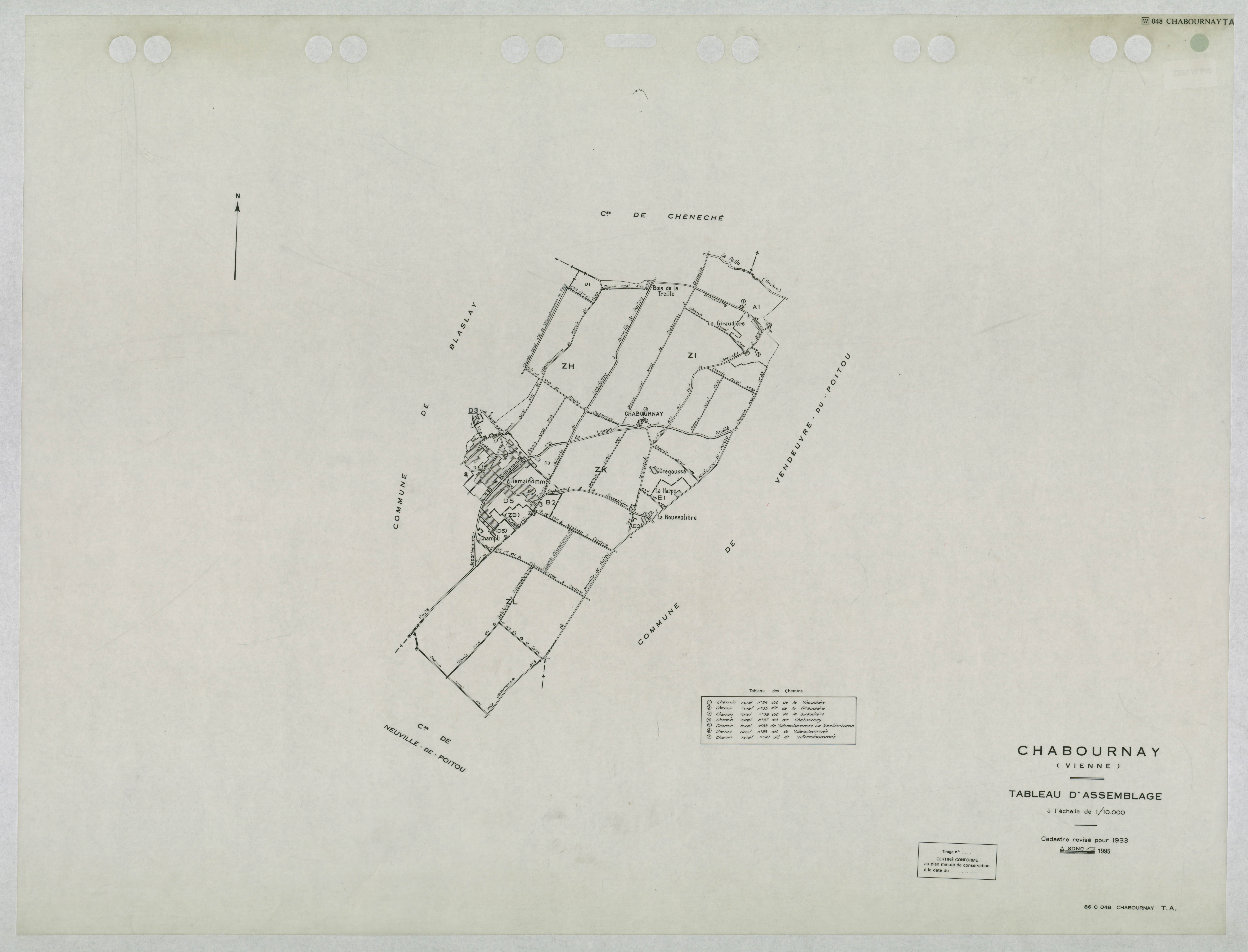 Chabournay - FRAD086_cadastre Tableau d'assemblage (1 feuille) 