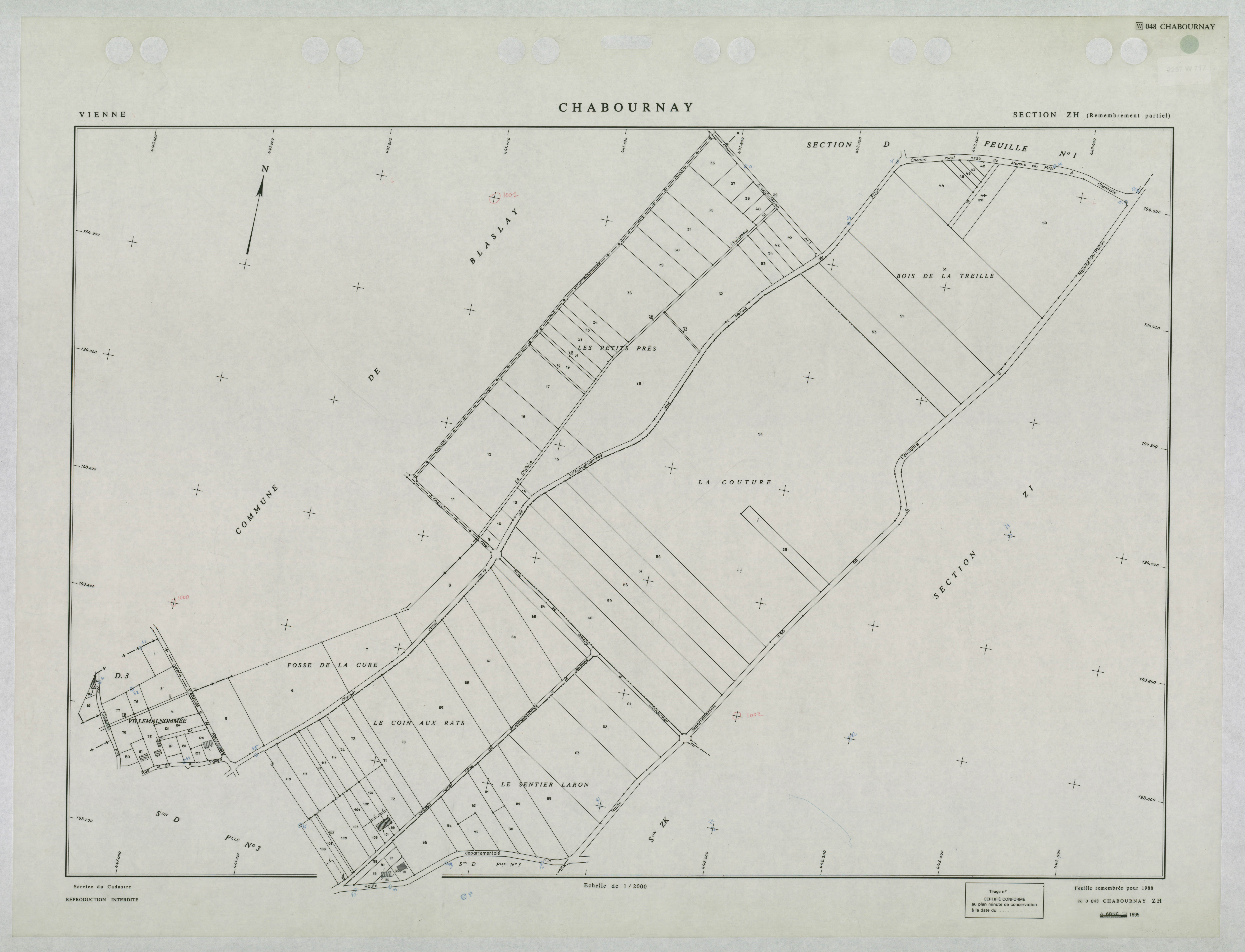Chabournay - FRAD086_cadastre Plans remembrés 