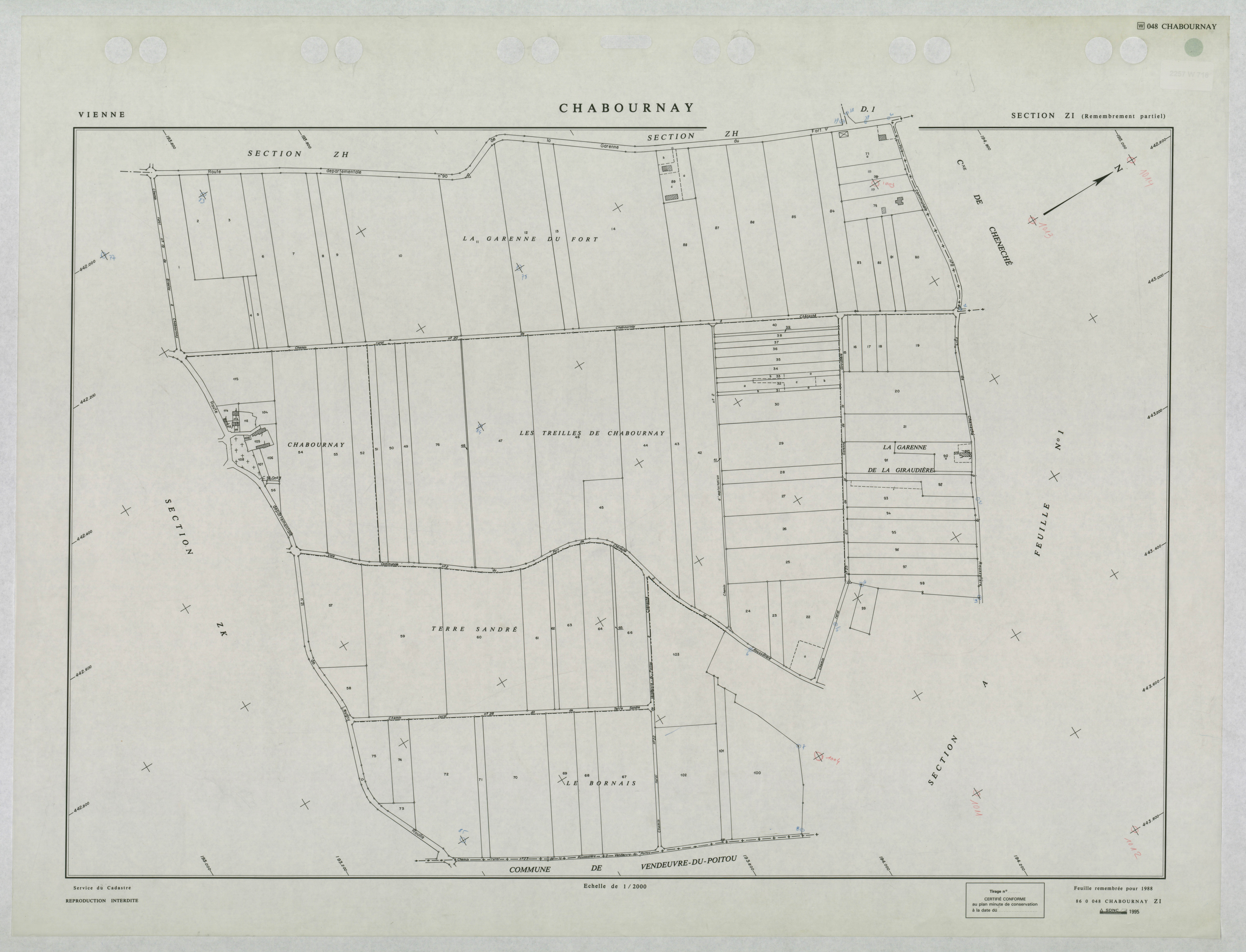 Chabournay - FRAD086_cadastre Plans remembrés 