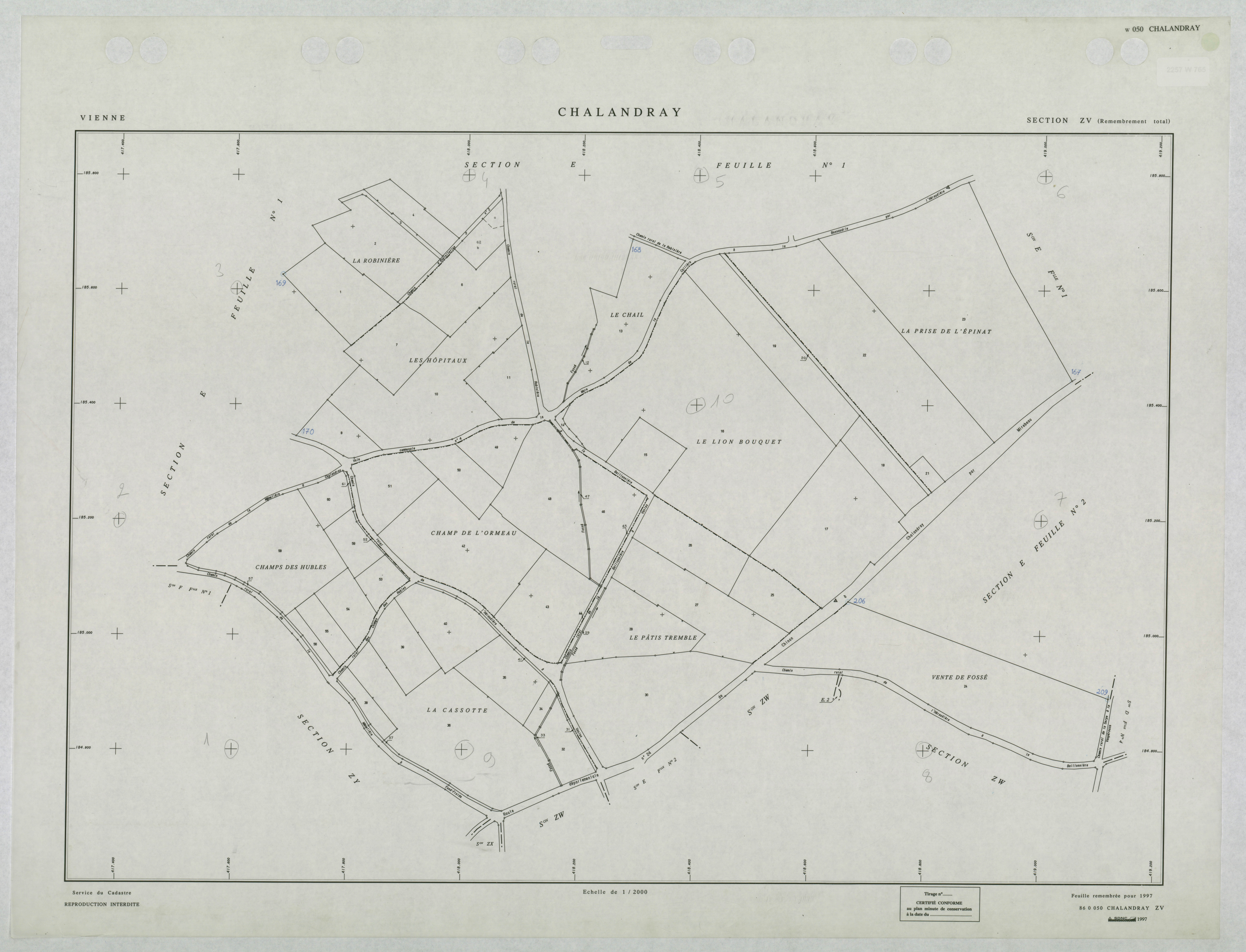 Chalandray - FRAD086_cadastre Plans remembrés 