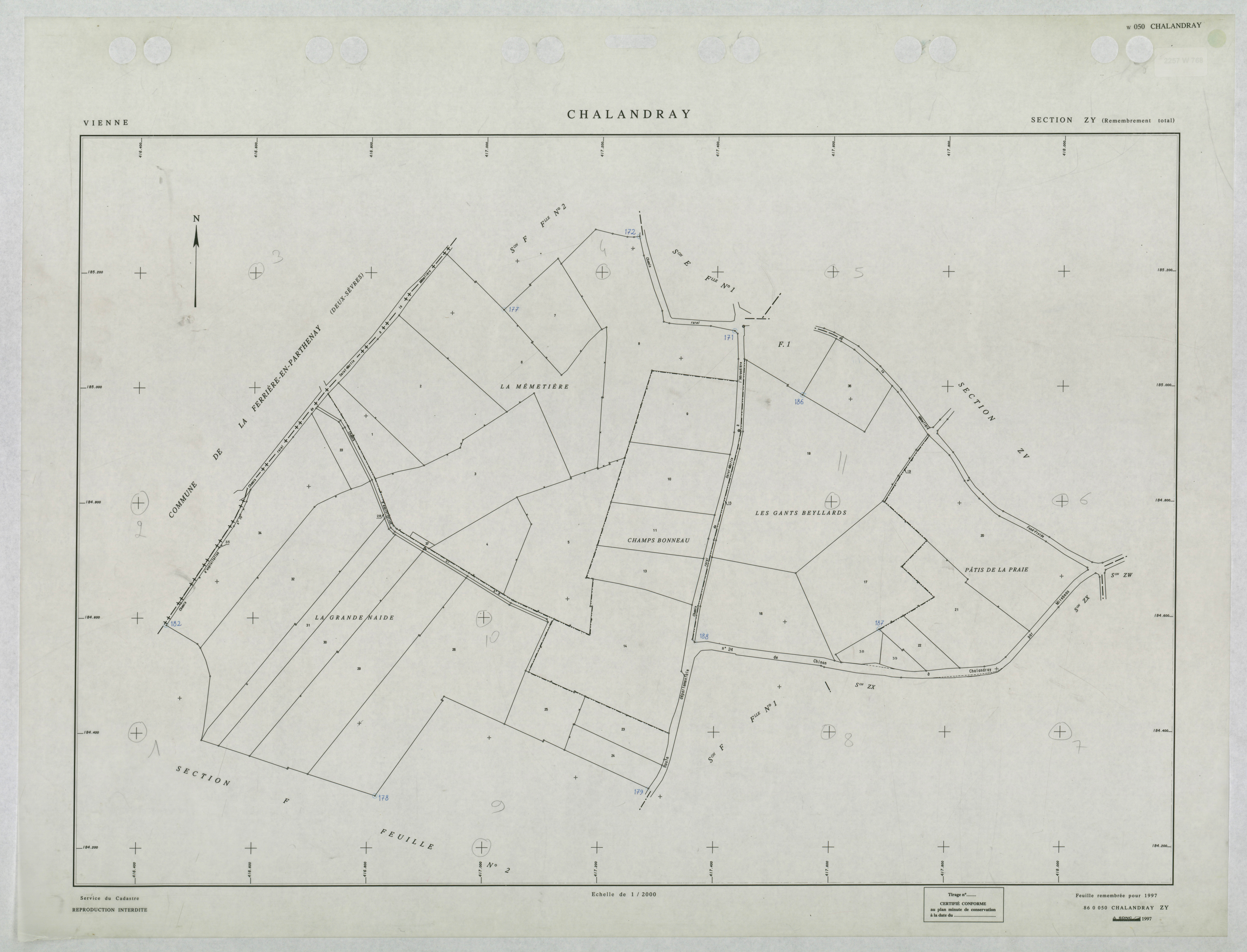 Chalandray - FRAD086_cadastre Plans remembrés 