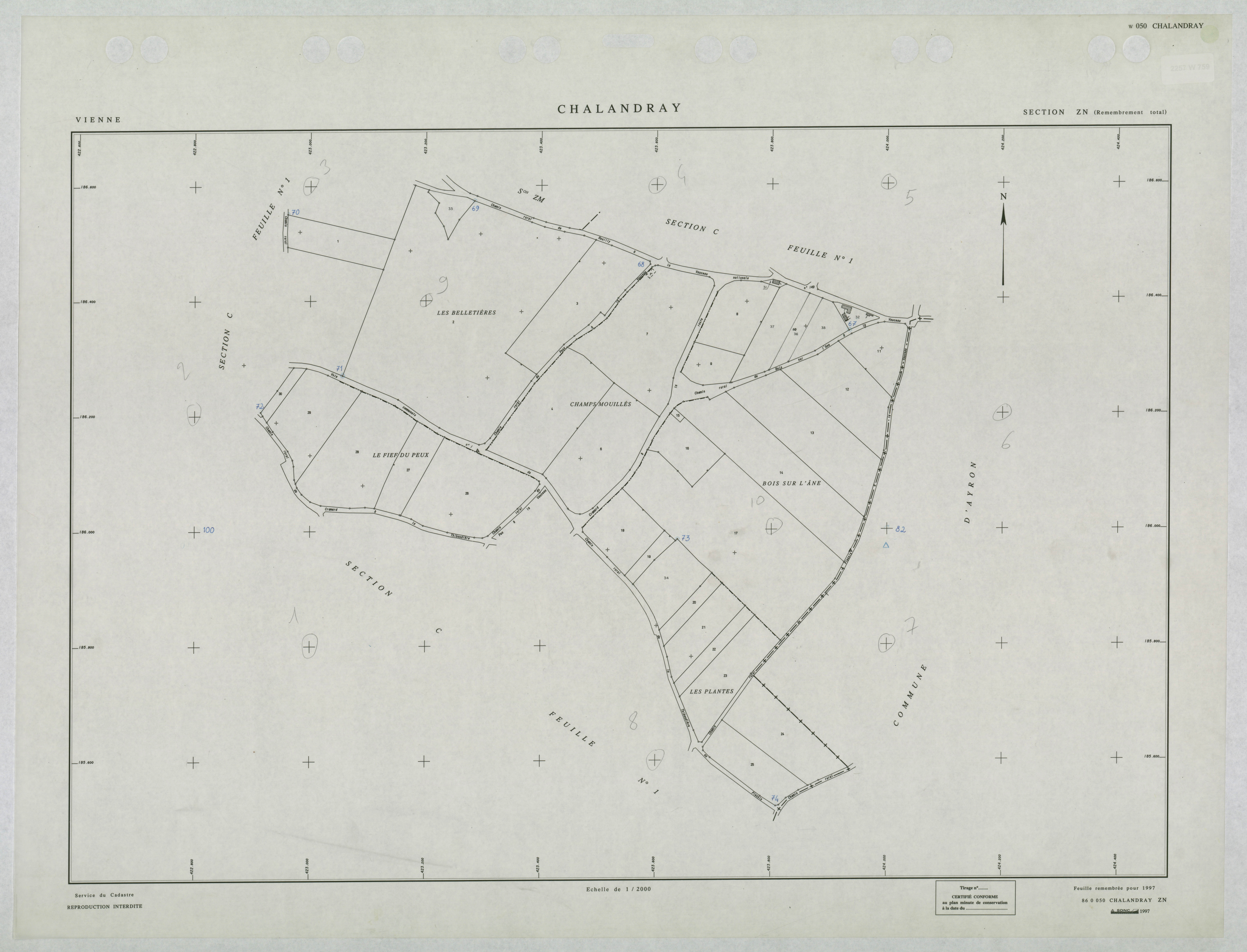 Chalandray - FRAD086_cadastre Plans remembrés 