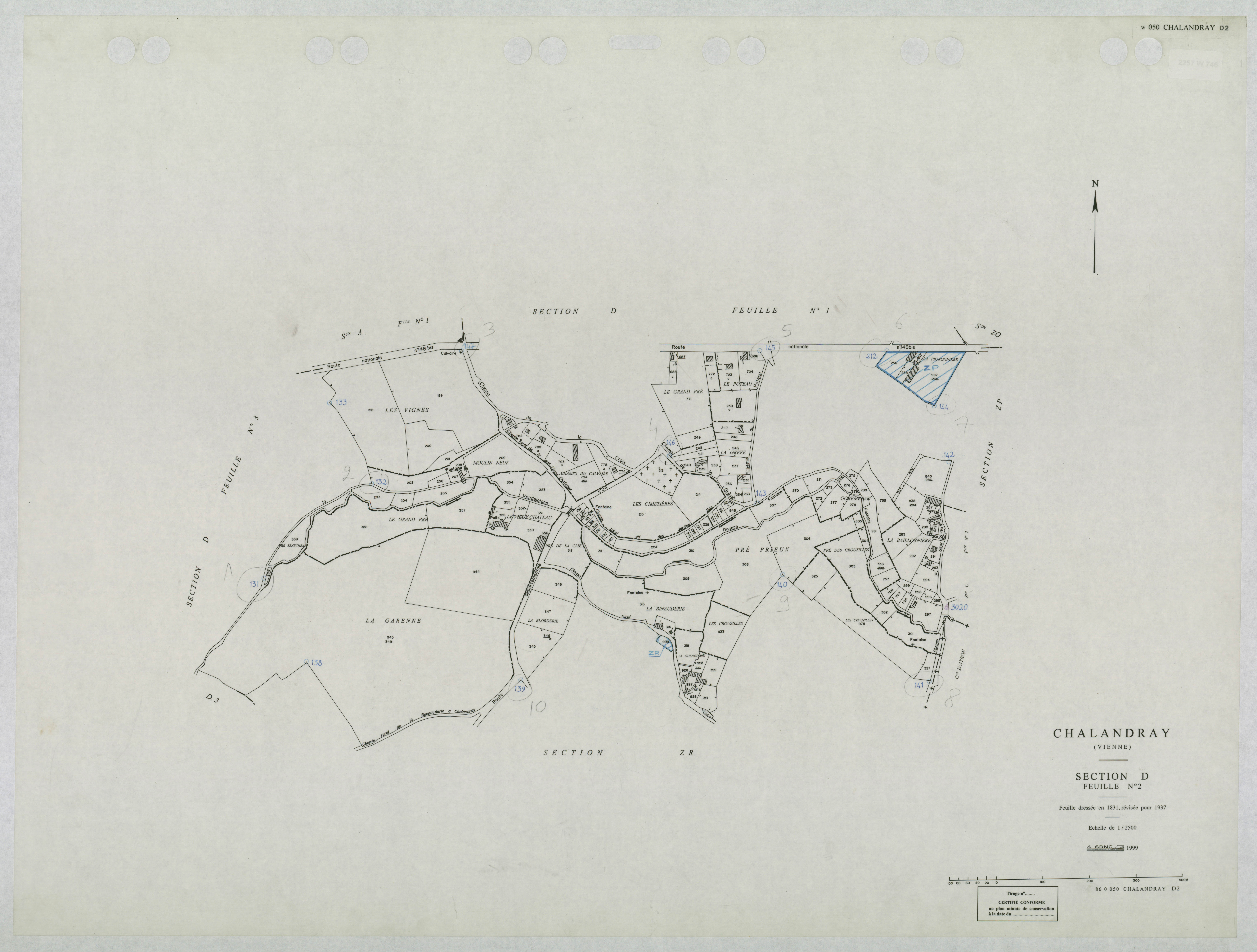 Chalandray - FRAD086_cadastre Plans mis à jour 