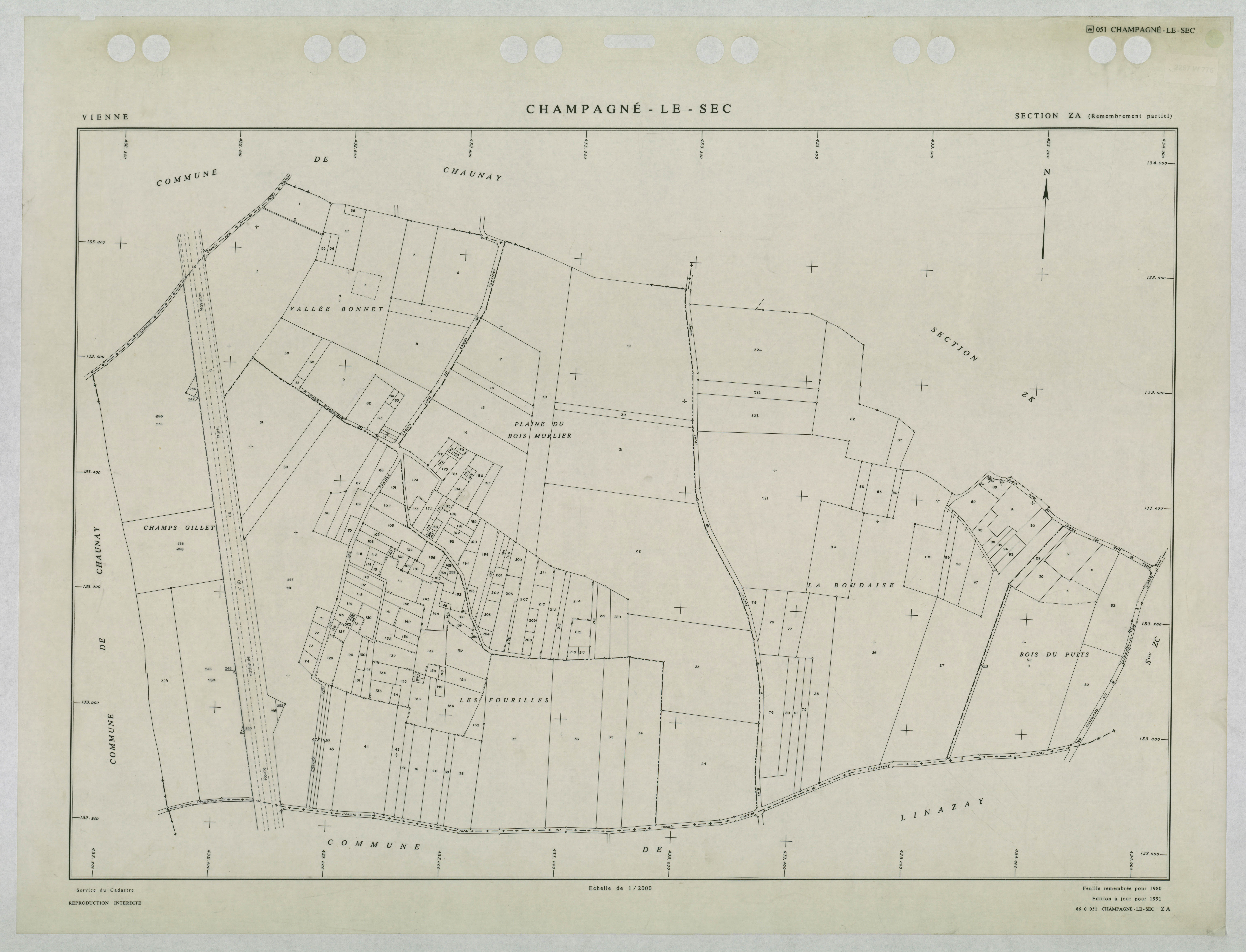 Champagné-le-Sec - FRAD086_cadastre Plans remembrés 