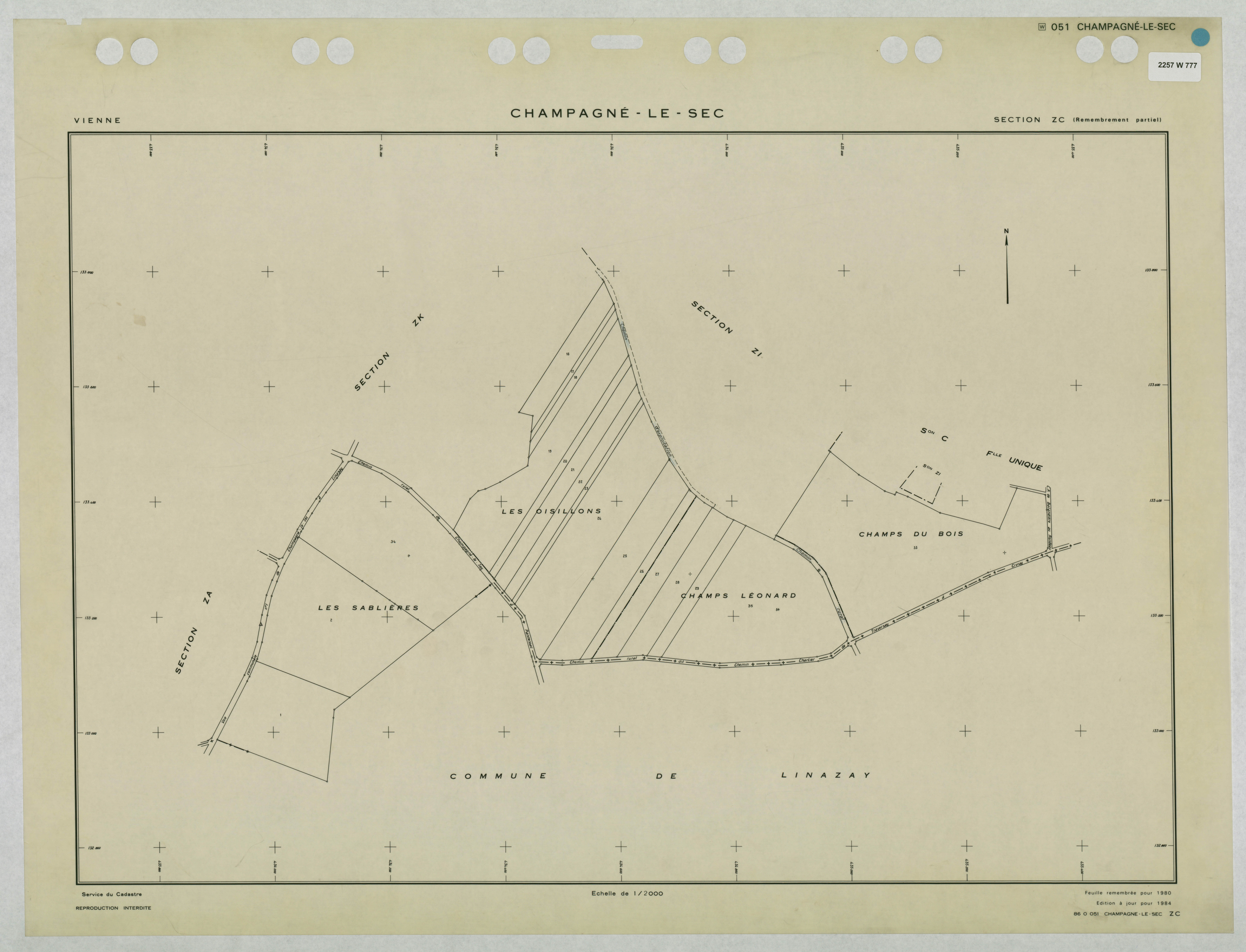 Champagné-le-Sec - FRAD086_cadastre Plans remembrés 