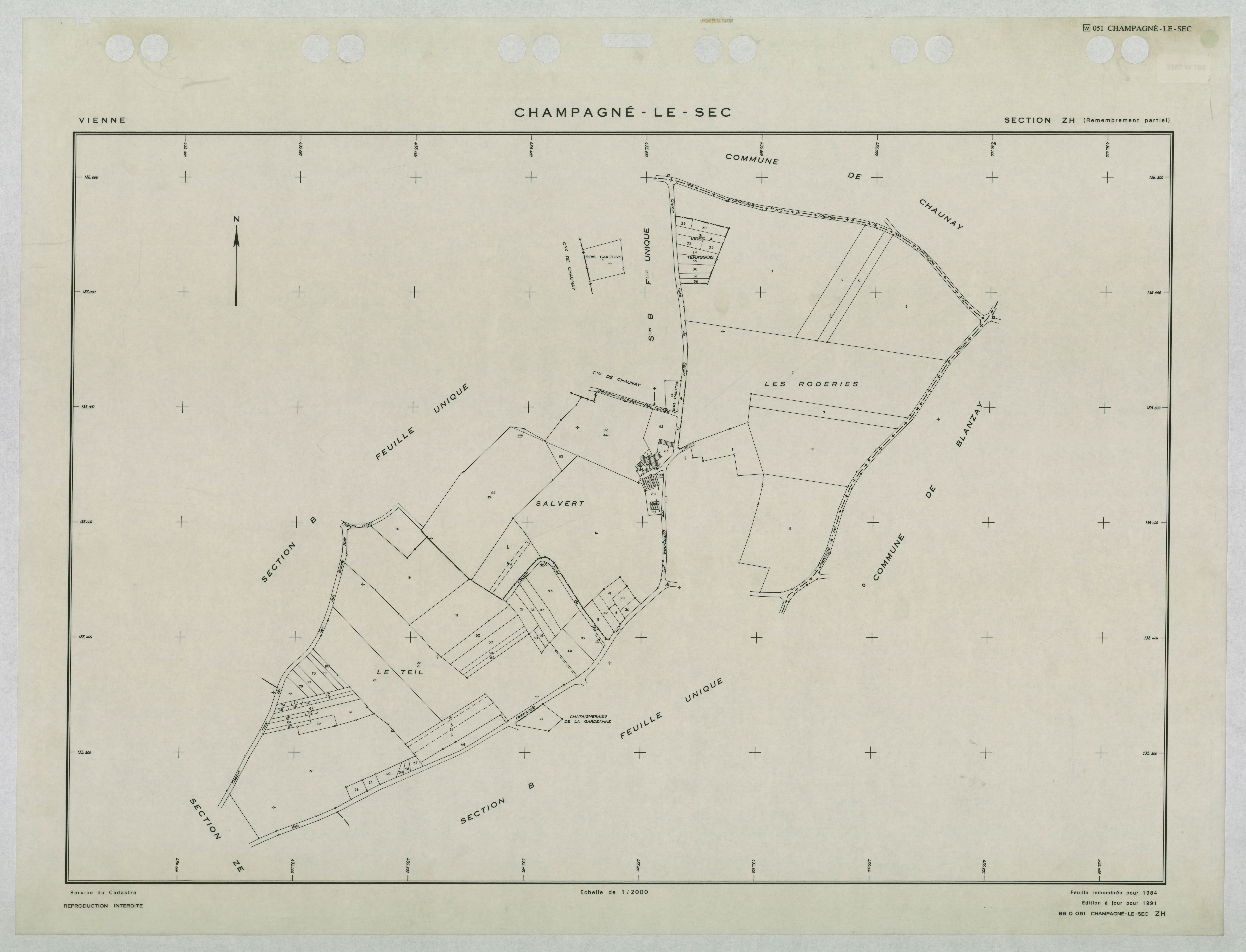 Champagné-le-Sec - FRAD086_cadastre Plans remembrés 