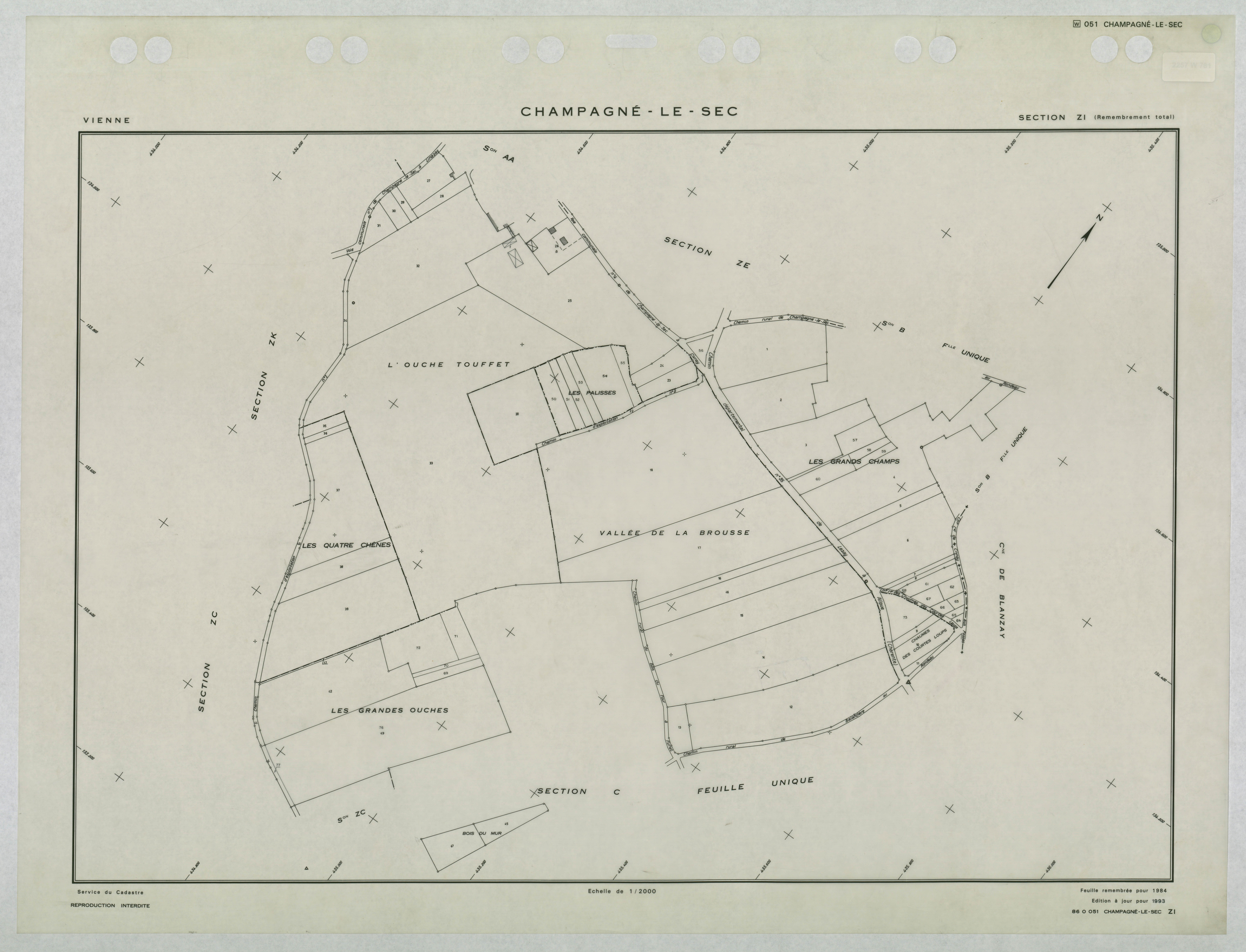 Champagné-le-Sec - FRAD086_cadastre Plans remembrés 