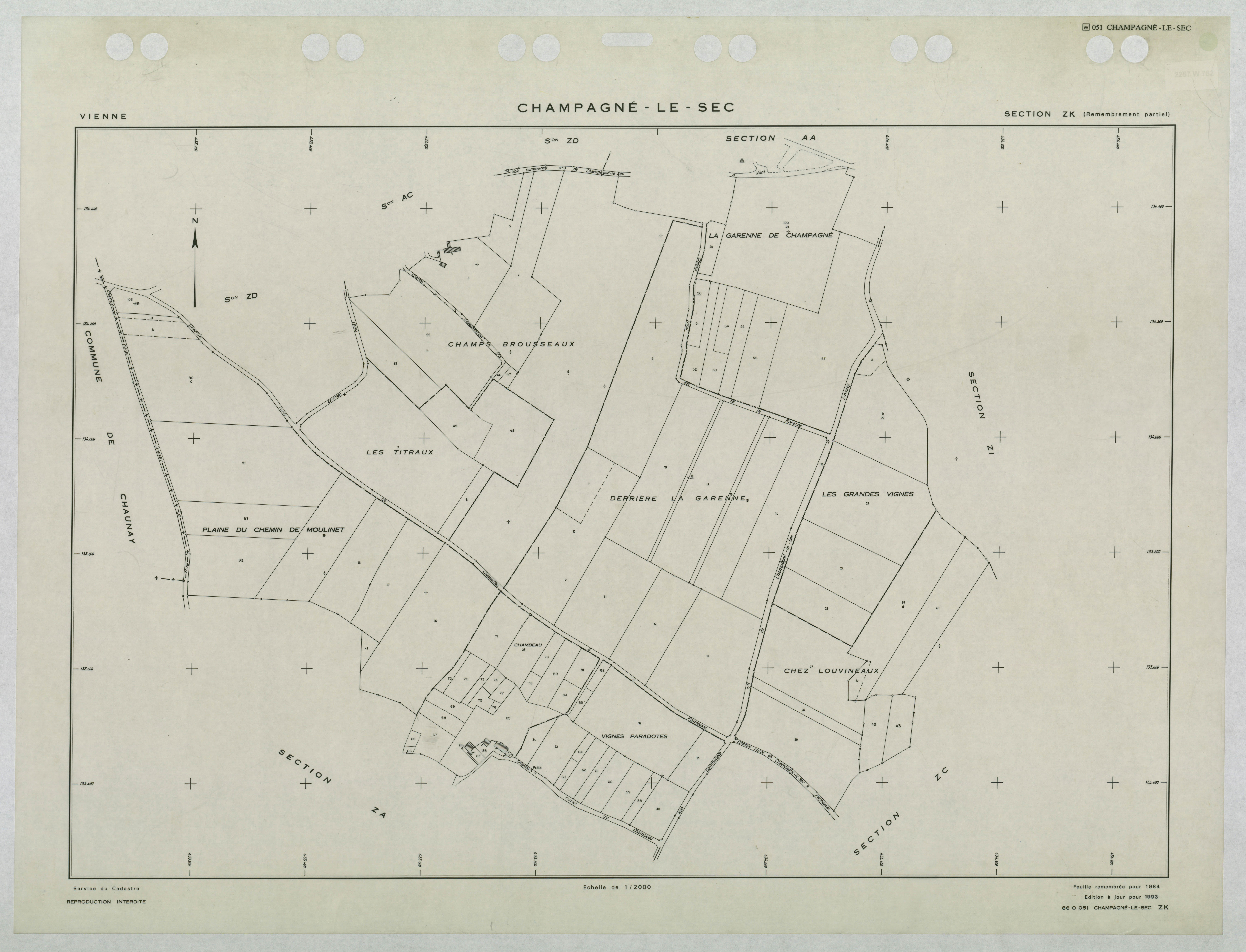Champagné-le-Sec - FRAD086_cadastre Plans remembrés 