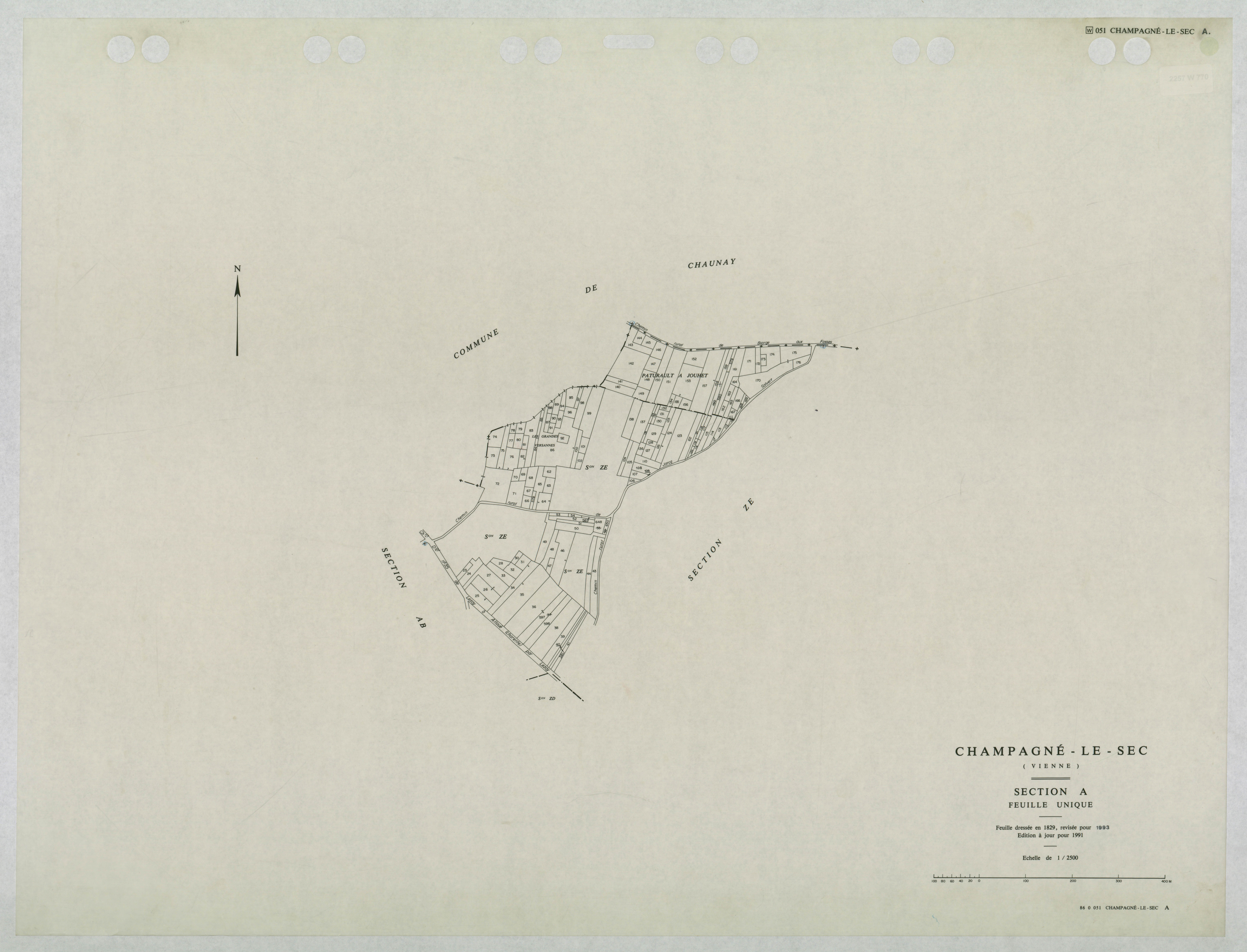Champagné-le-Sec - FRAD086_cadastre Plans mis à jour 