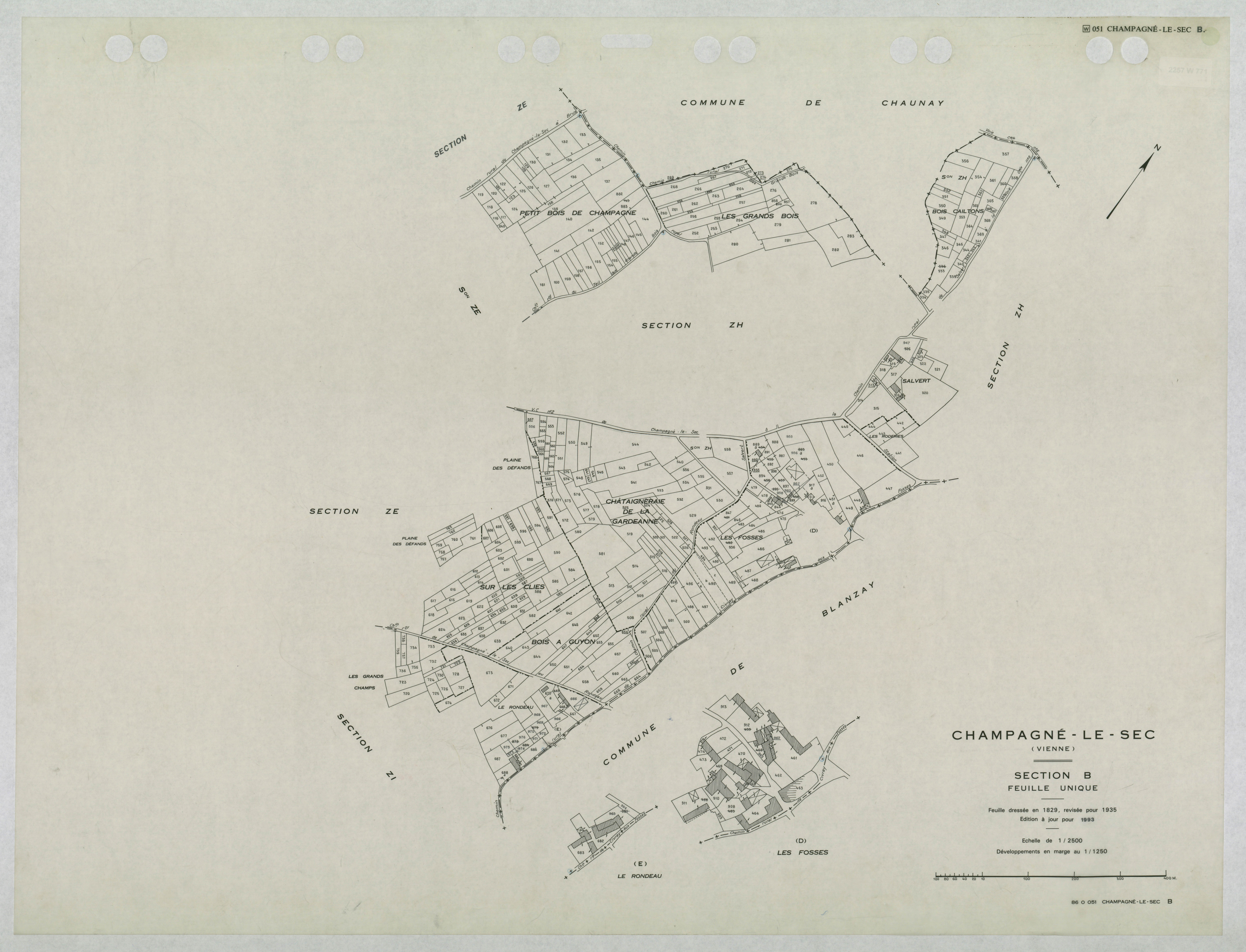Champagné-le-Sec - FRAD086_cadastre Plans mis à jour 