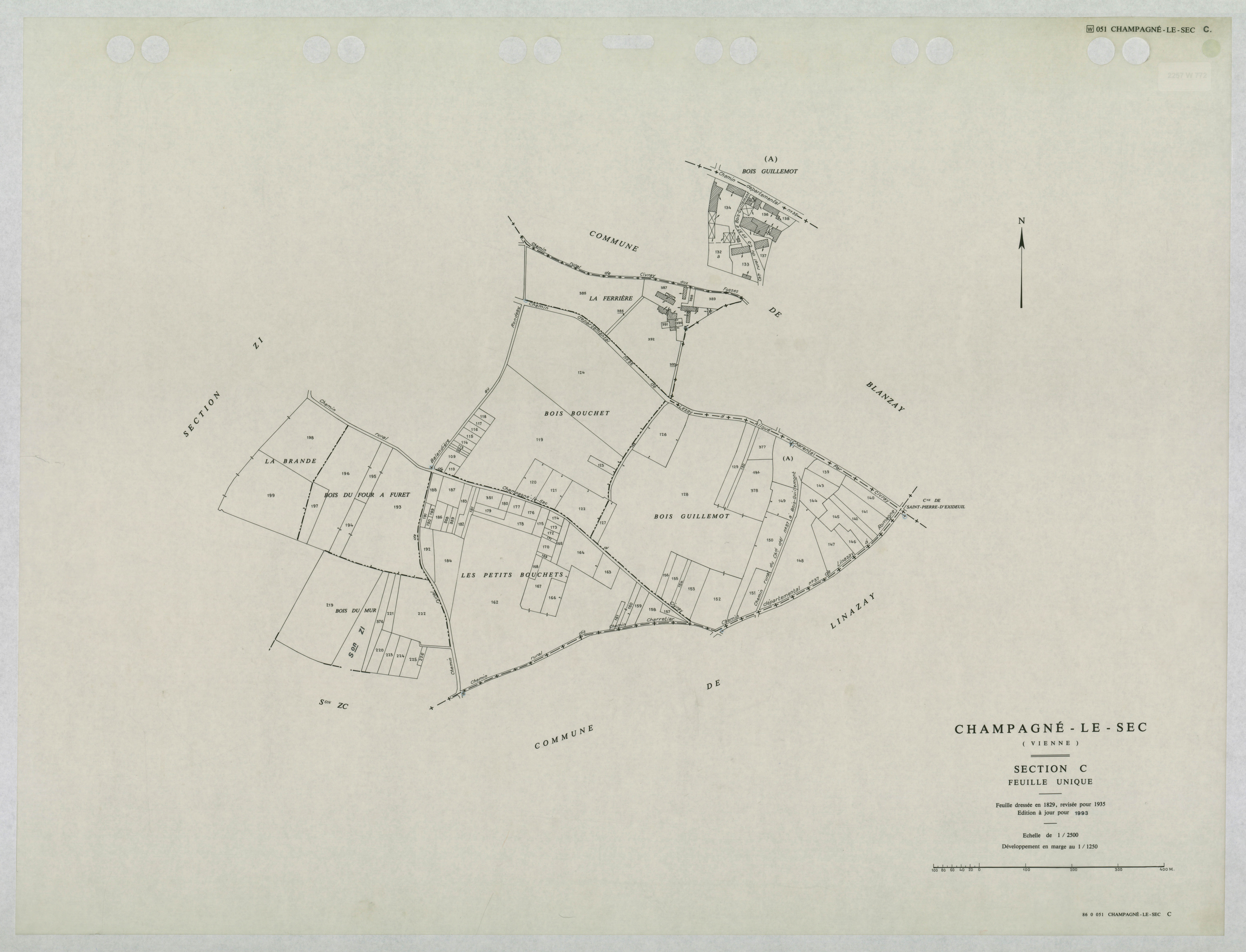 Champagné-le-Sec - FRAD086_cadastre Plans mis à jour 