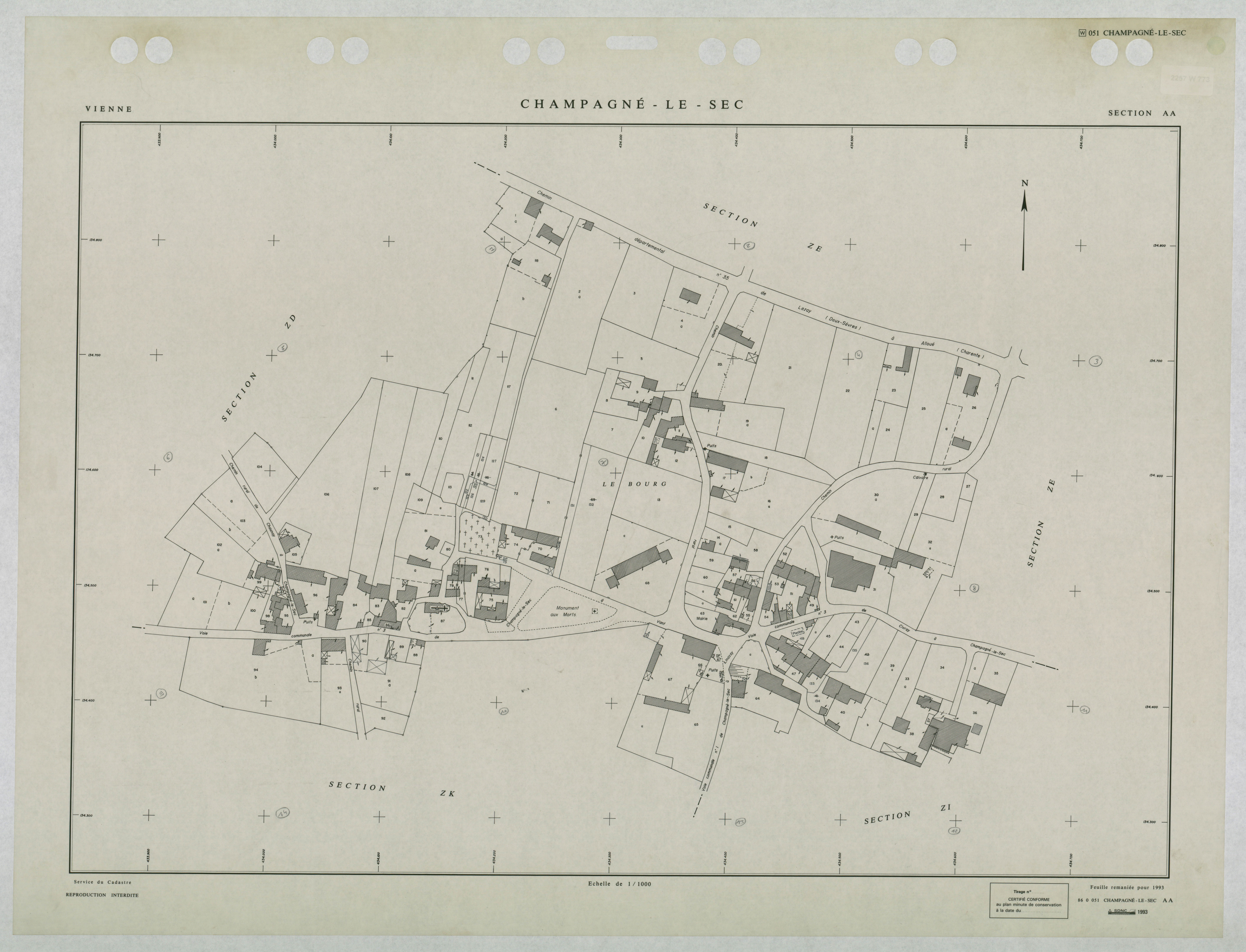 Champagné-le-Sec - FRAD086_cadastre Plans remaniés 