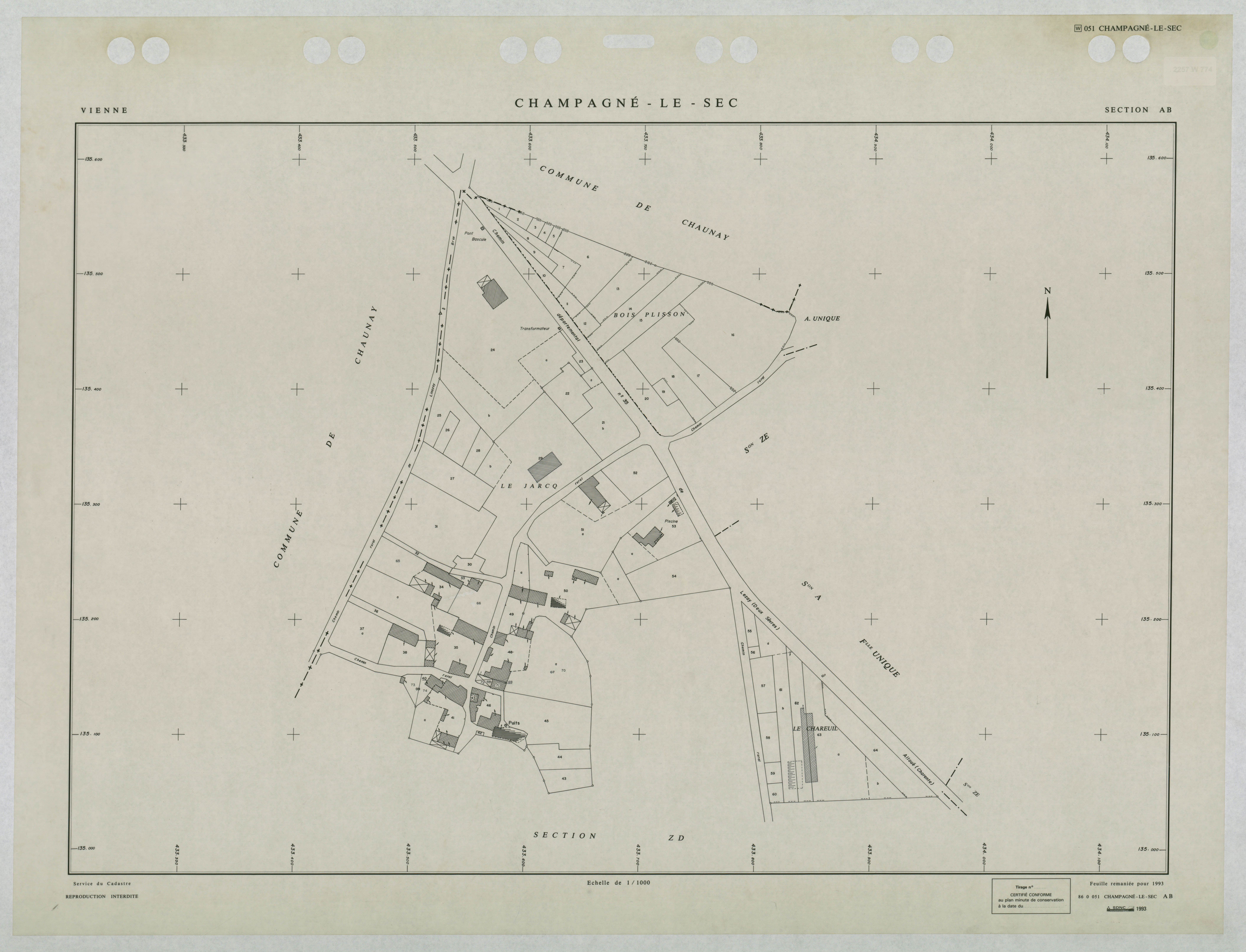 Champagné-le-Sec - FRAD086_cadastre Plans remaniés 