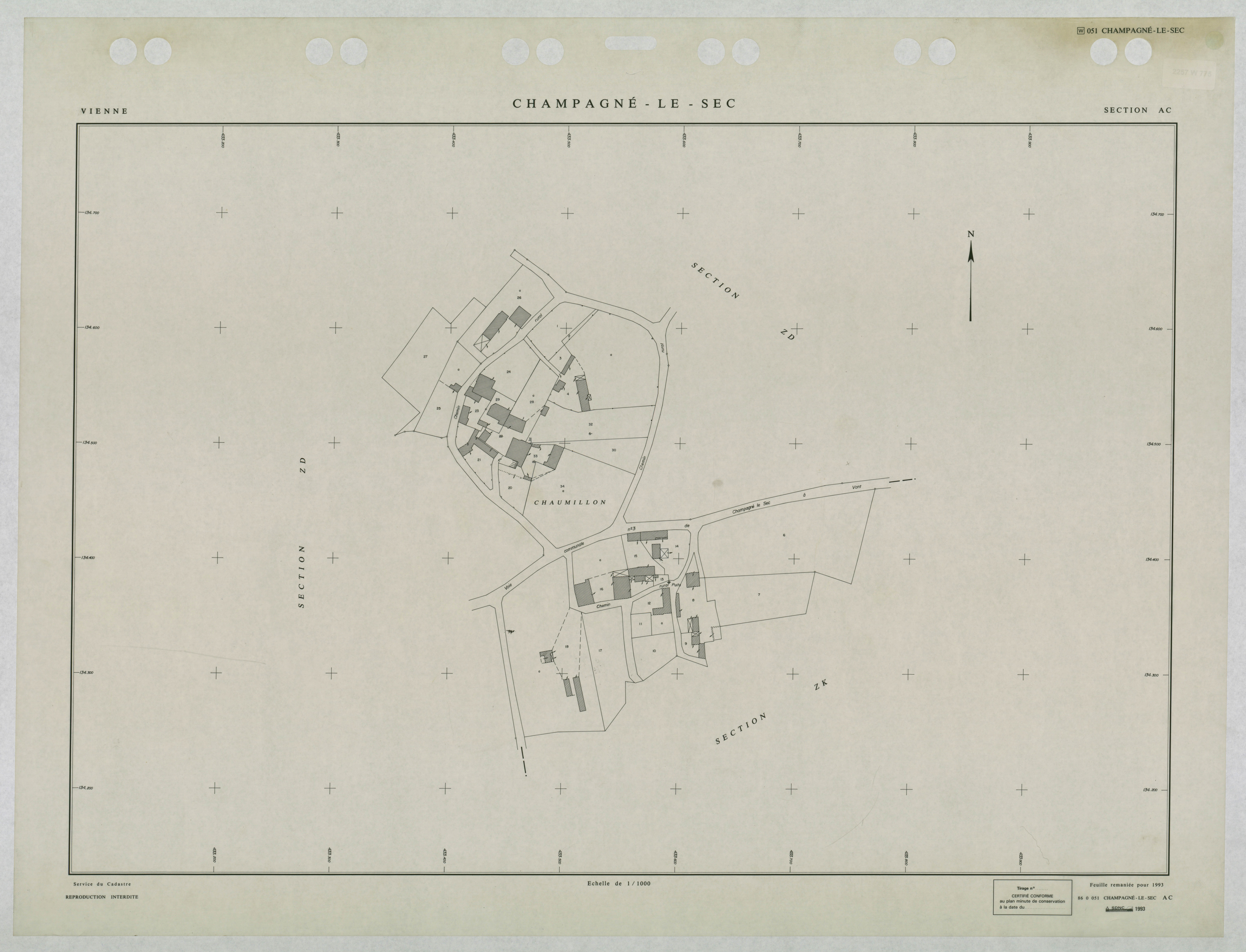 Champagné-le-Sec - FRAD086_cadastre Plans remaniés 